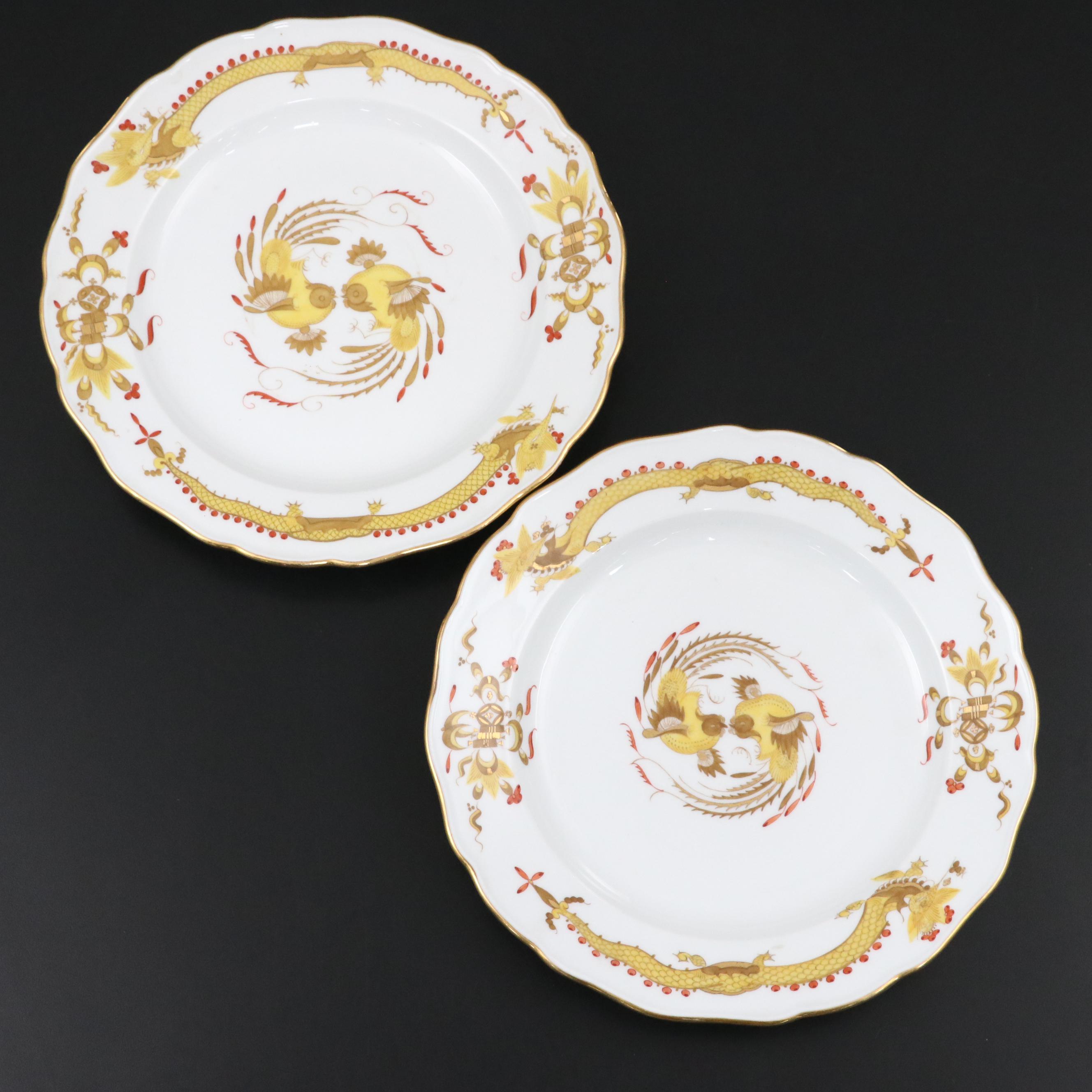 Pair of Meissen Porcelain "Yellow Dragon" Plates, 20th Century