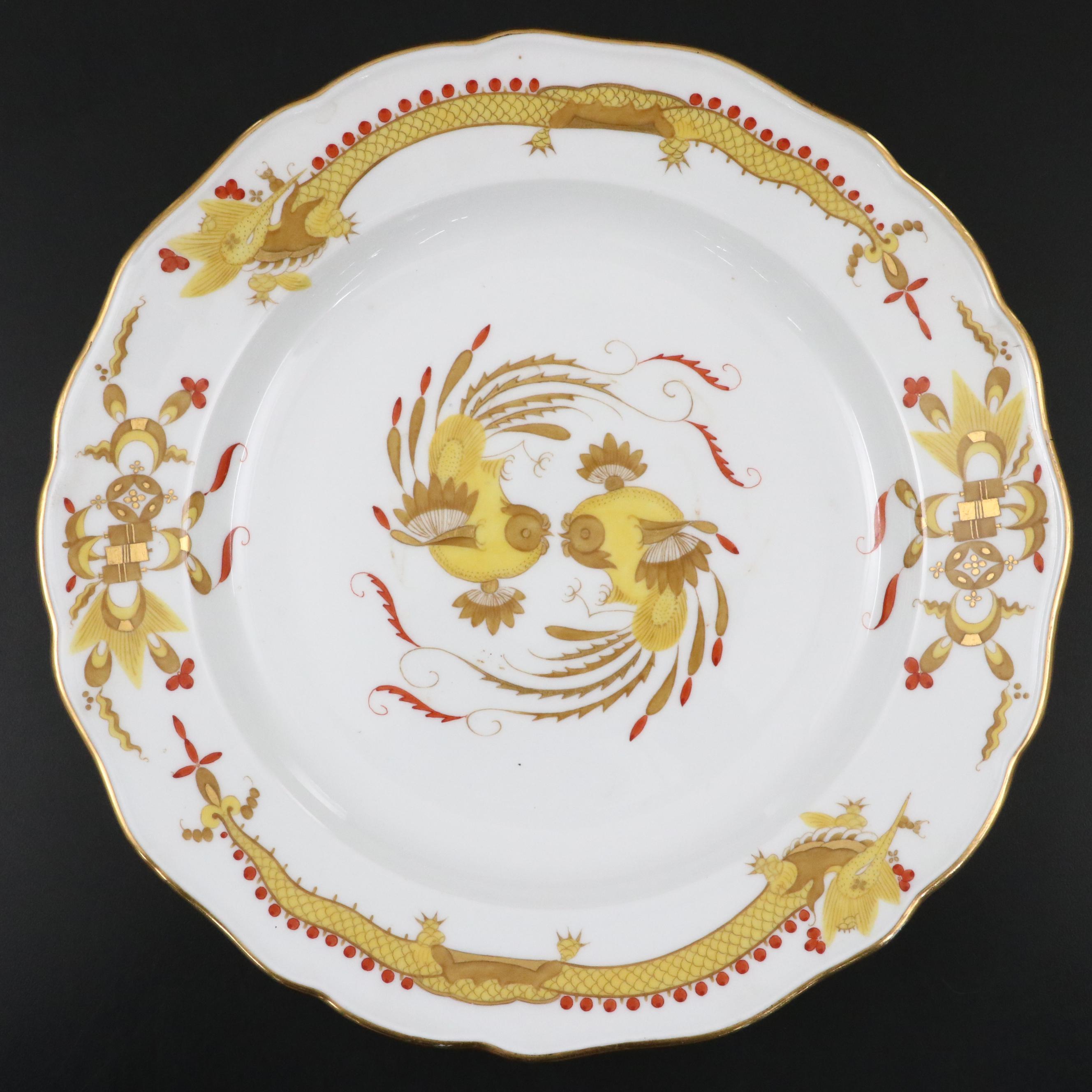 Pair of Meissen Porcelain "Yellow Dragon" Plates, 20th Century