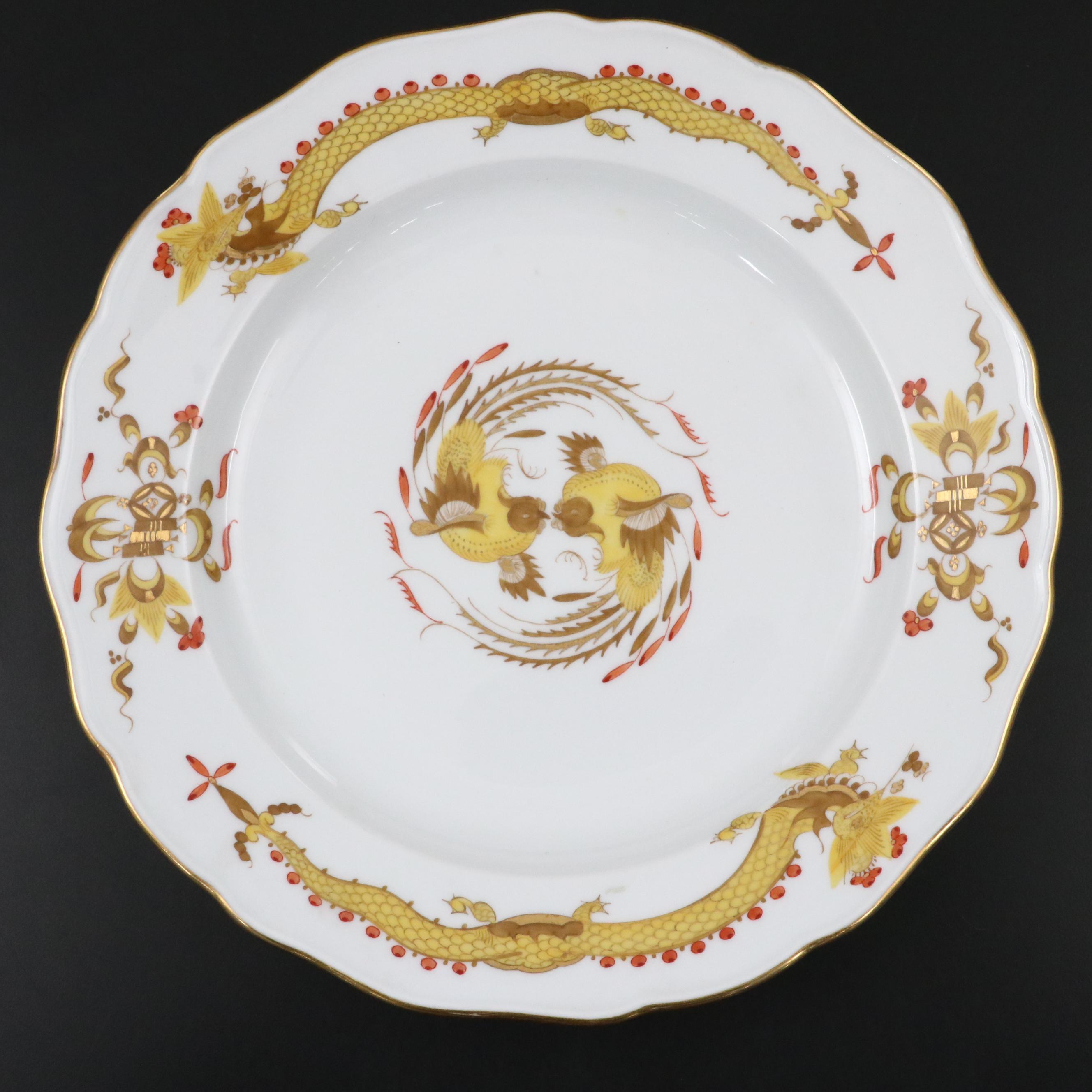 Pair of Meissen Porcelain "Yellow Dragon" Plates, 20th Century
