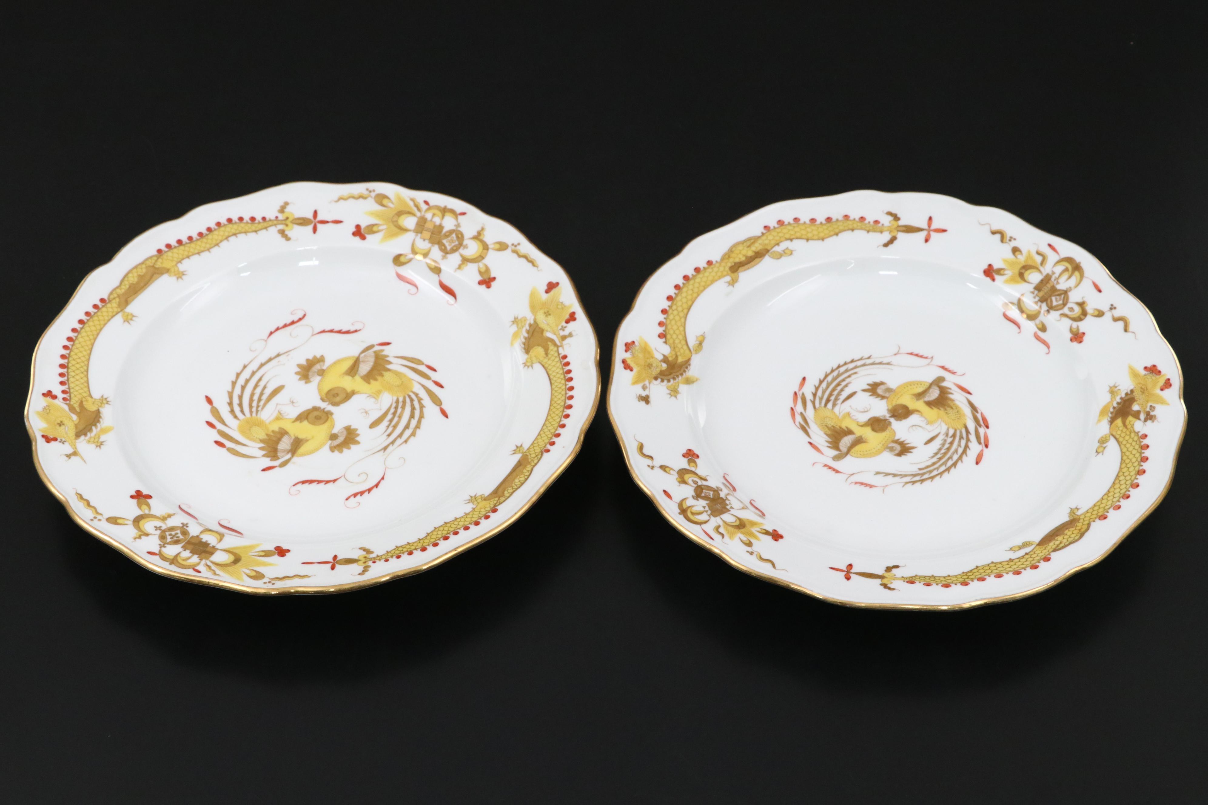 Pair of Meissen Porcelain "Yellow Dragon" Plates, 20th Century