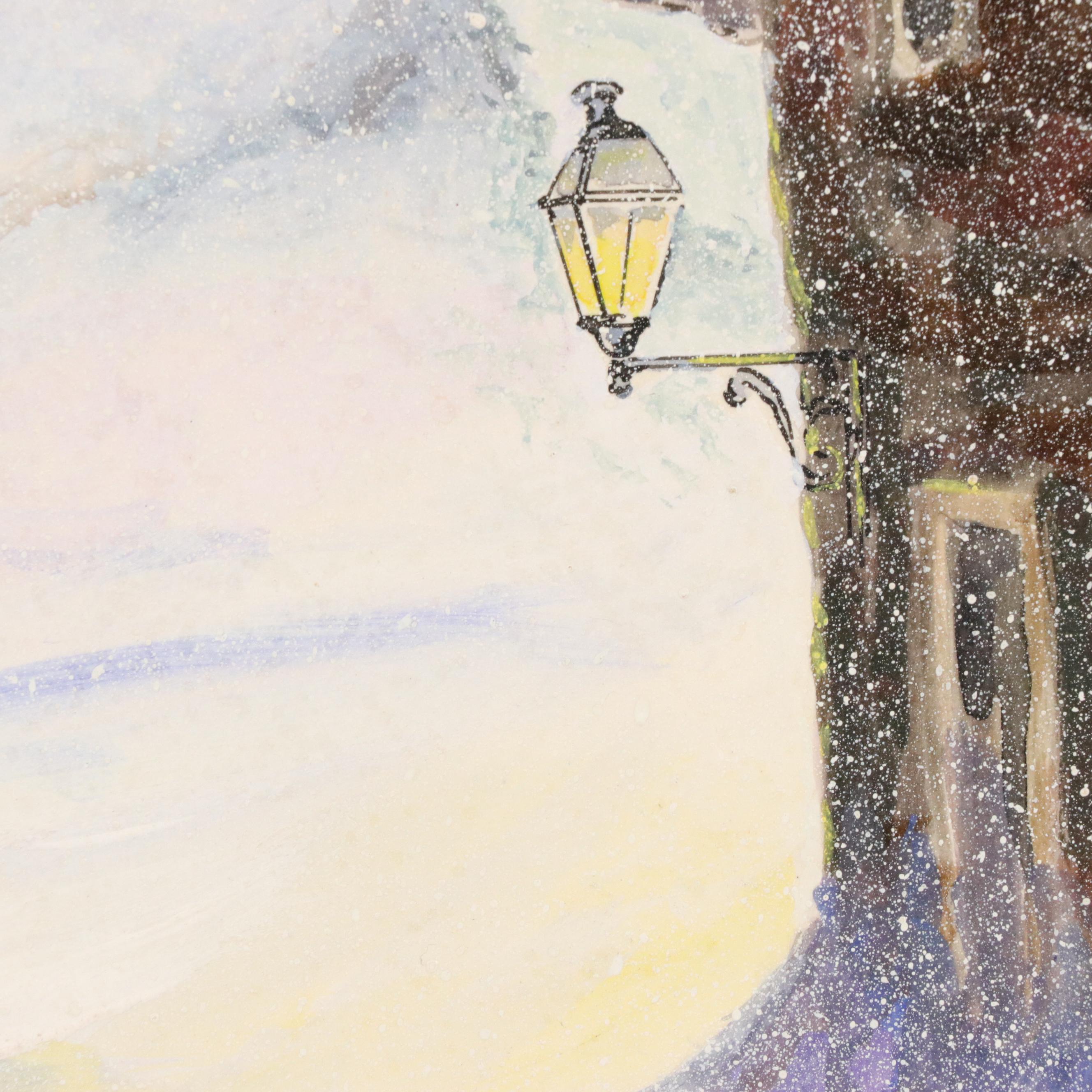 Don Dougherty Cityscape Illustration With Starry Night Sky, Mid-20th Century