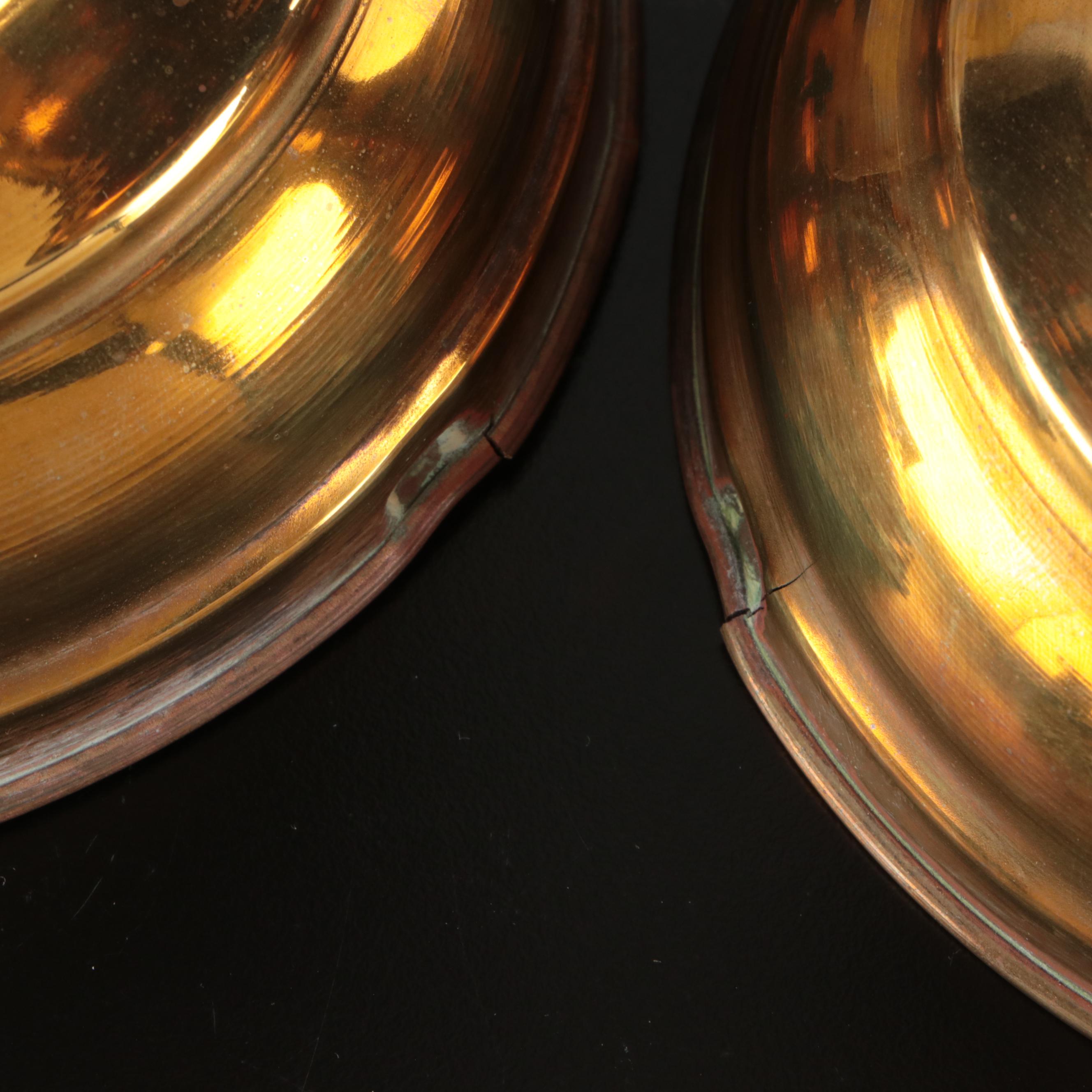 Otto Müller "Miracle-Light" Brass Oil Lamps with Glass Hurricanes, 19th Century