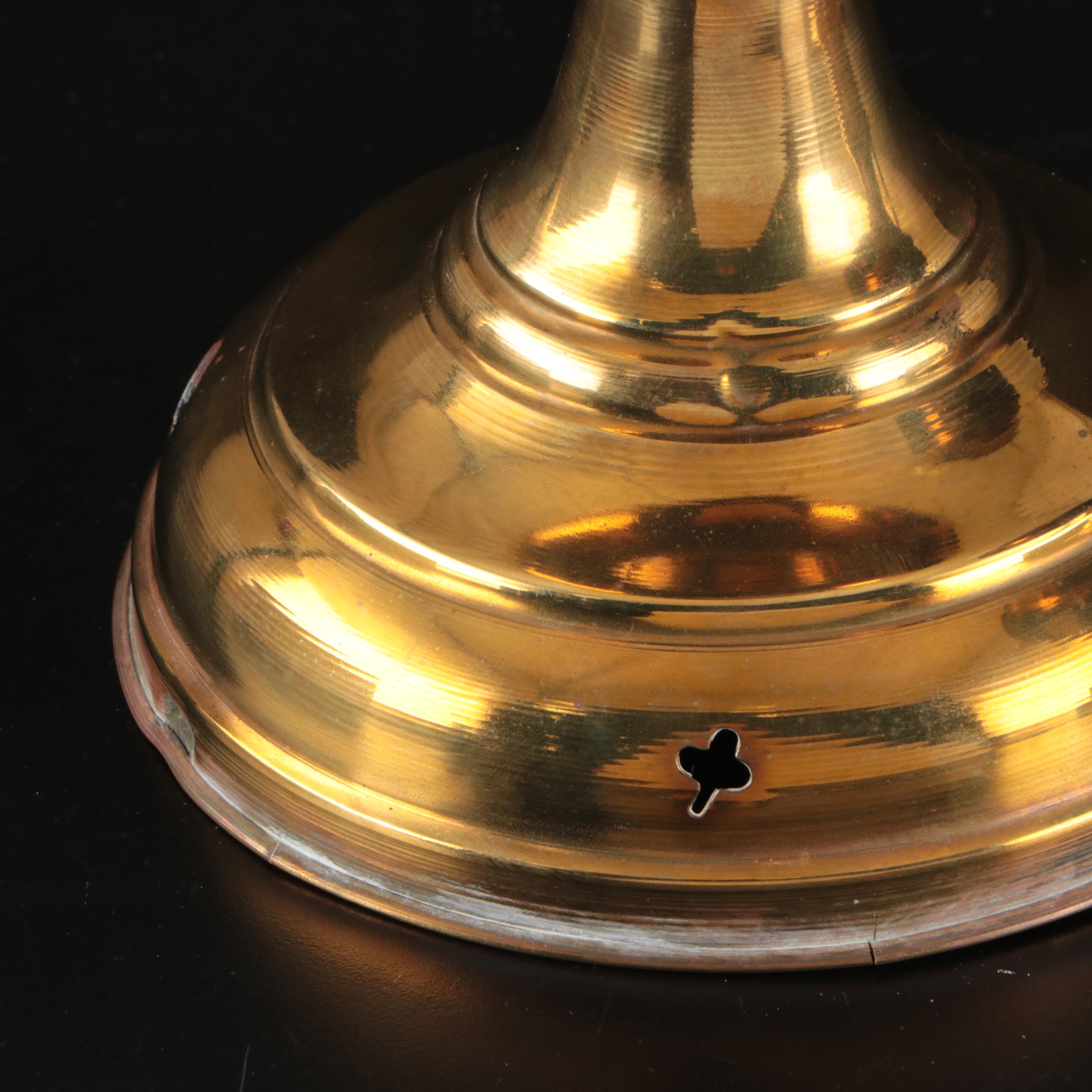 Otto Müller "Miracle-Light" Brass Oil Lamps with Glass Hurricanes, 19th Century