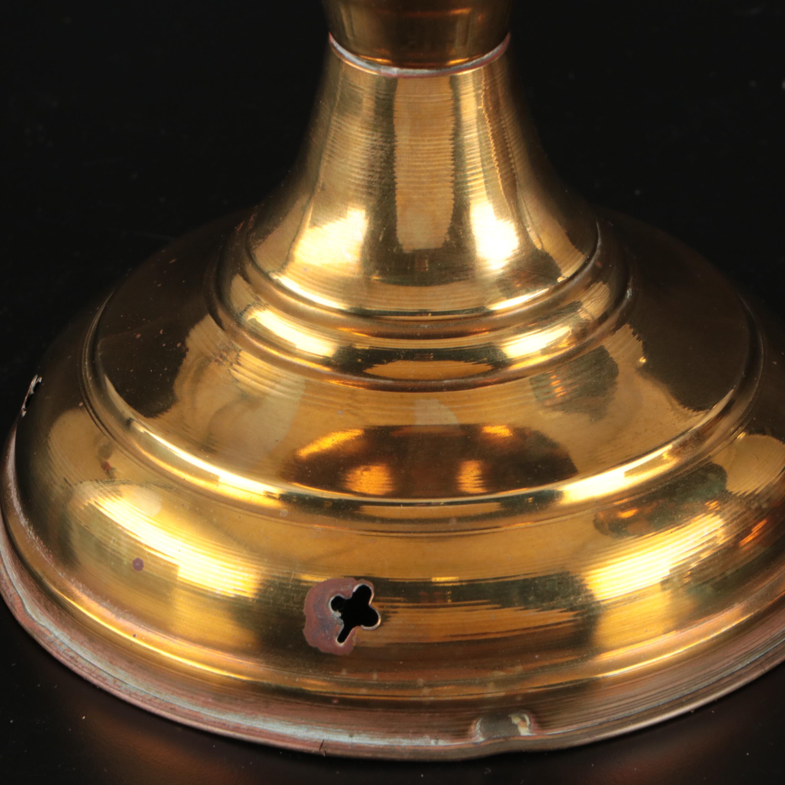 Otto Müller "Miracle-Light" Brass Oil Lamps with Glass Hurricanes, 19th Century