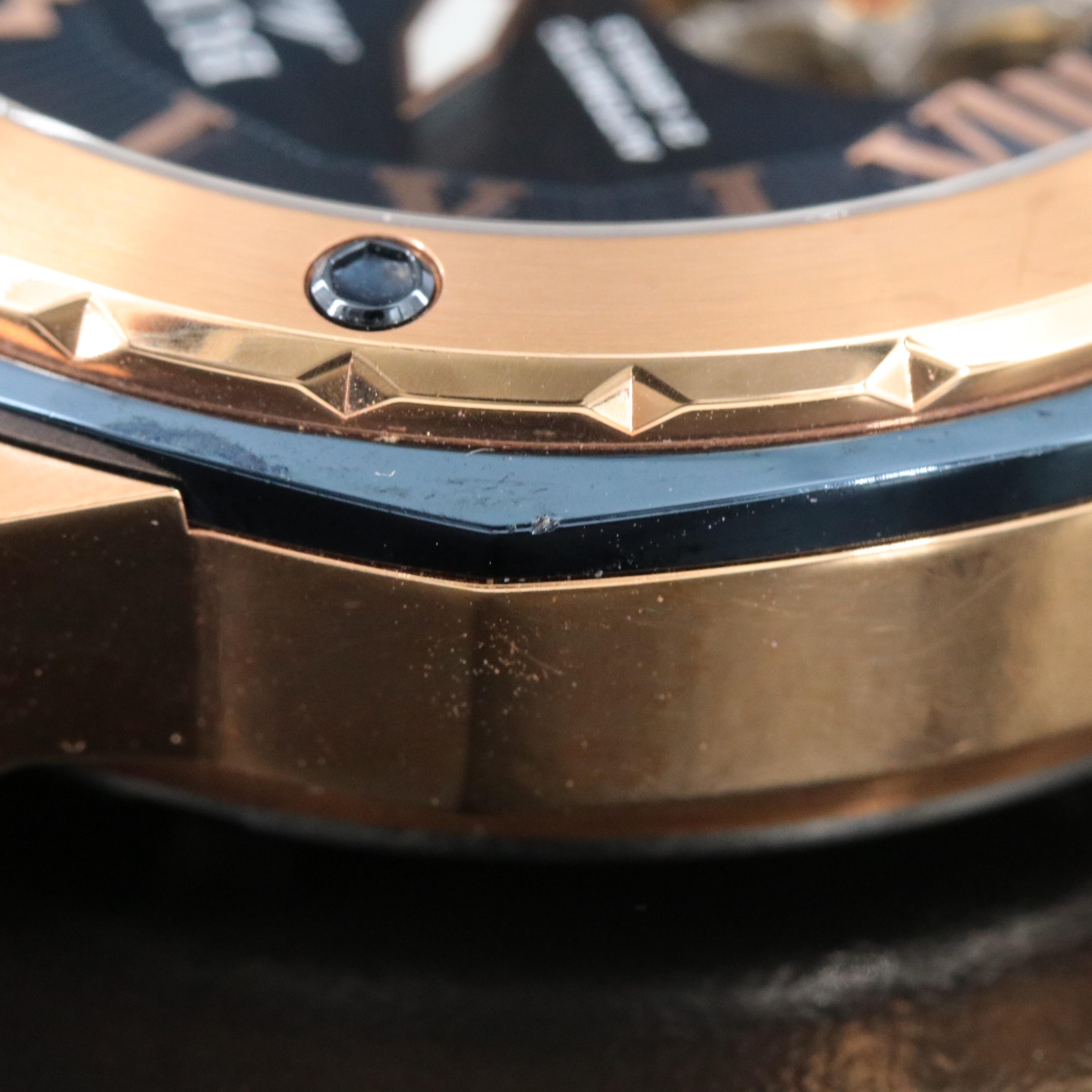 Bulova Marine Star 98A227 Blue 44mm Rose Gold Tone Steel Automatic Watch