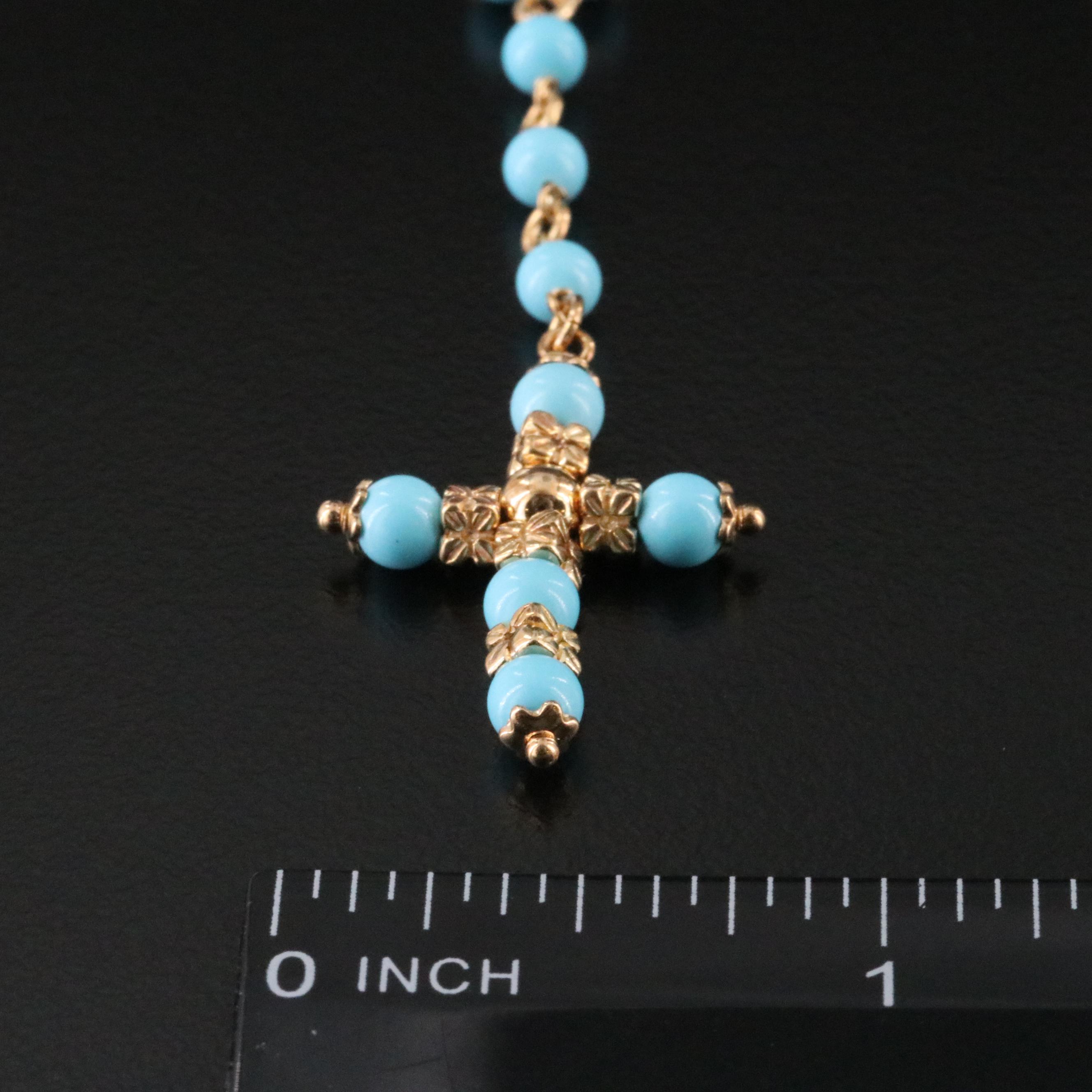 14K Turquoise Rosary Necklace