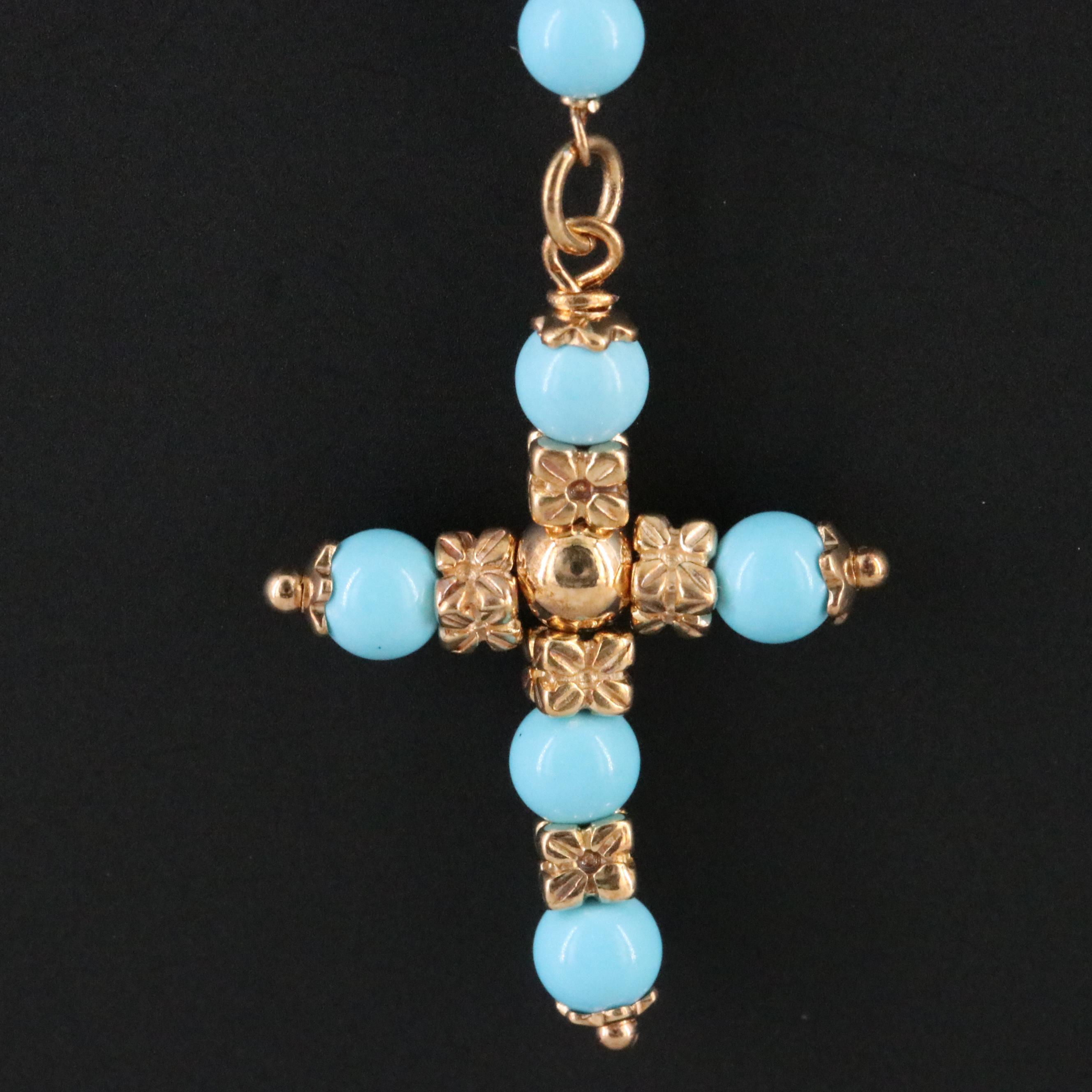 14K Turquoise Rosary Necklace
