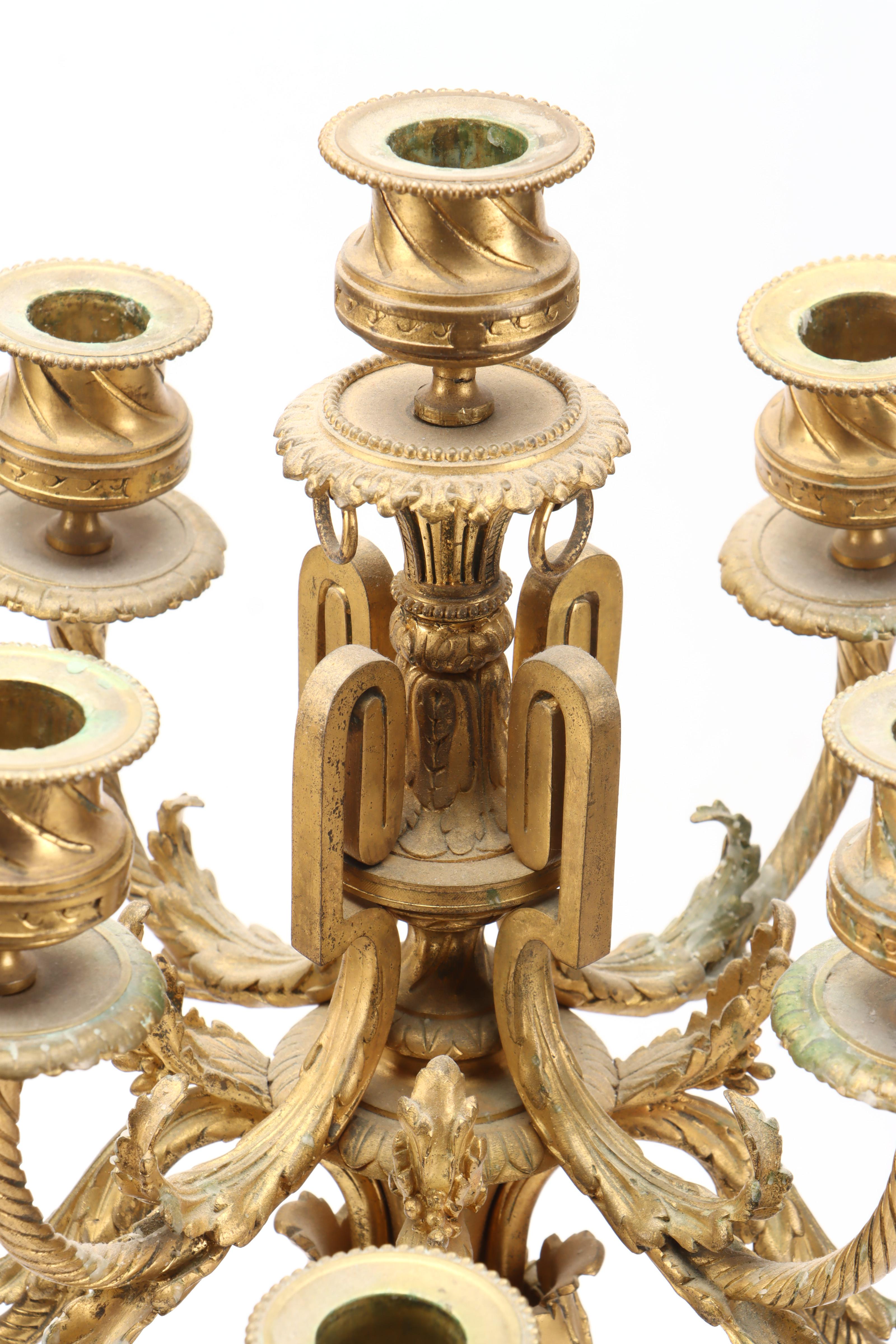 French Empire Bronze and Marble Candelabra