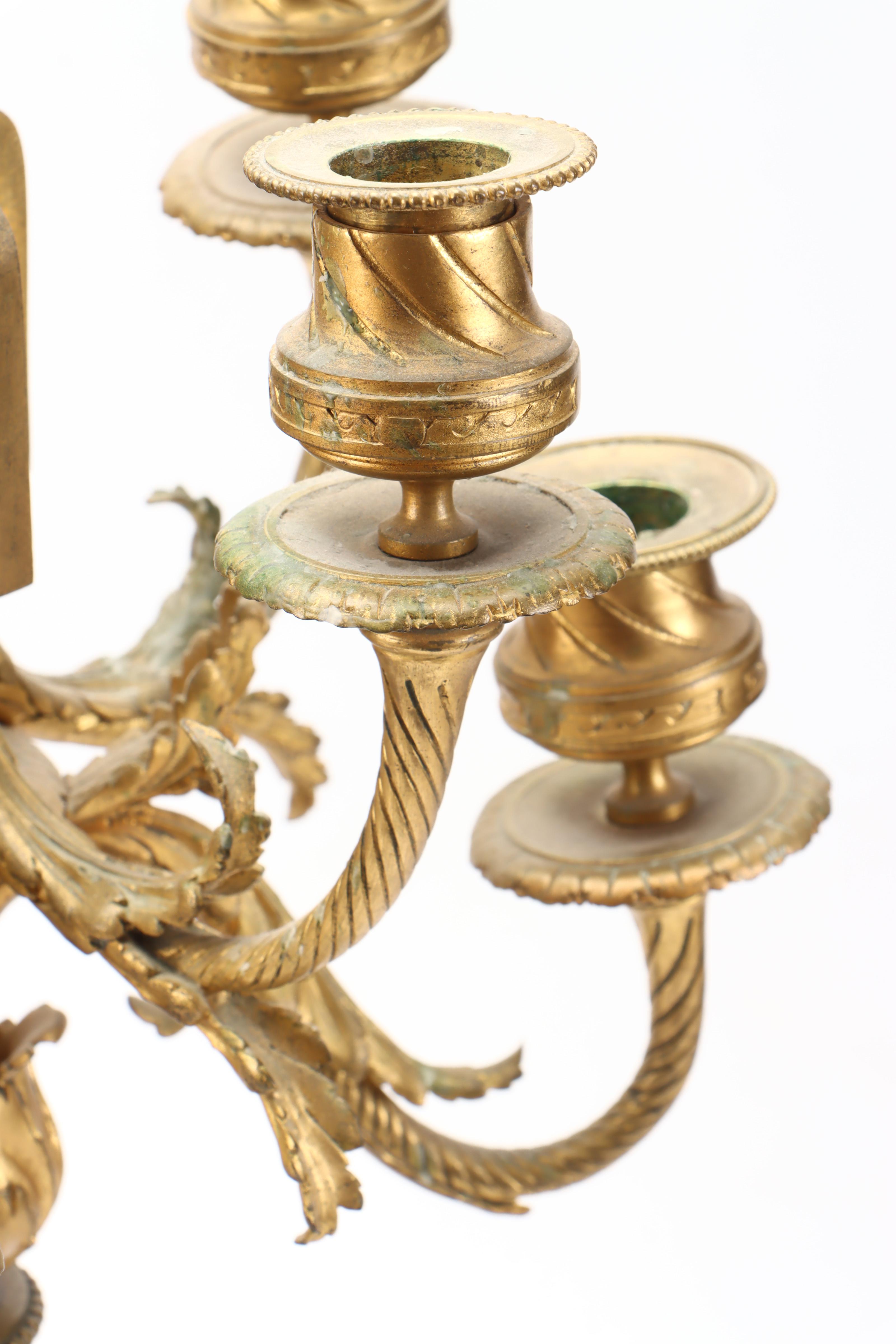 French Empire Bronze and Marble Candelabra