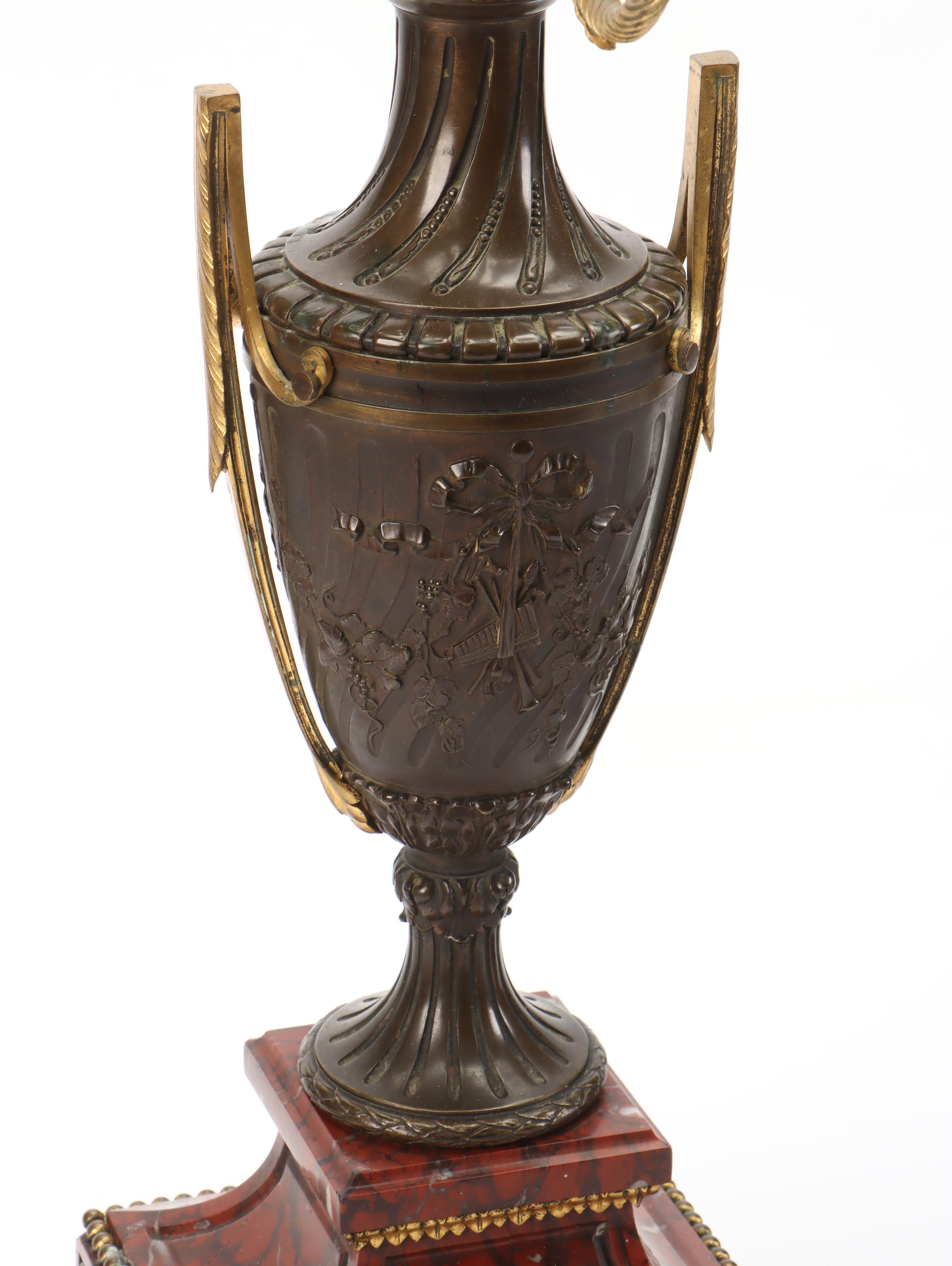 French Empire Bronze and Marble Candelabra