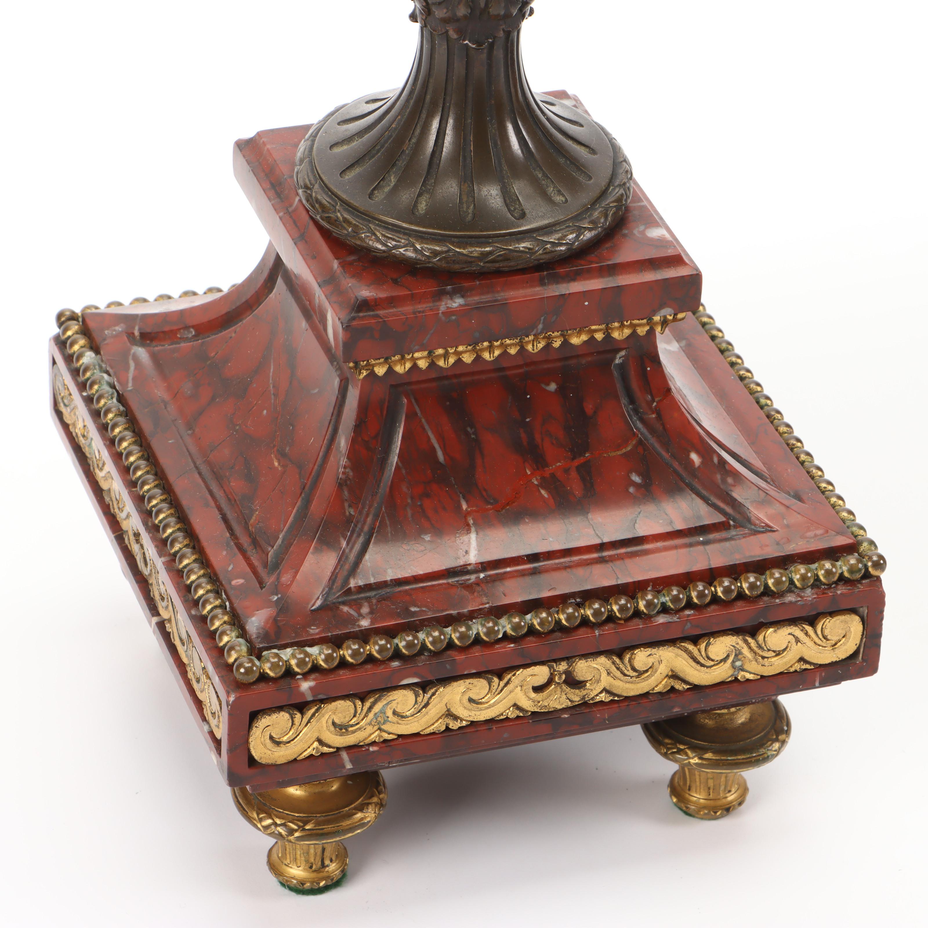 French Empire Bronze and Marble Candelabra