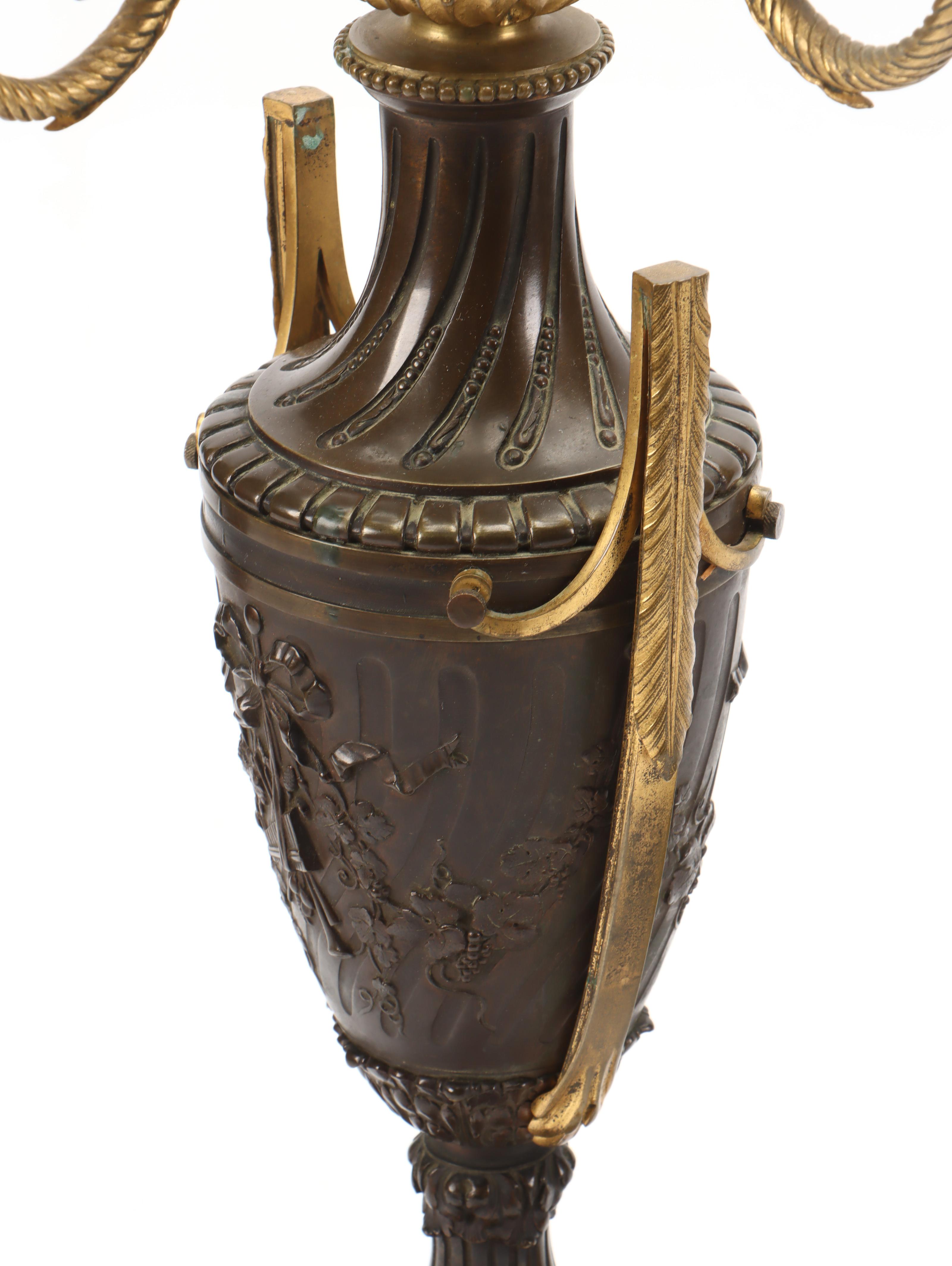 French Empire Bronze and Marble Candelabra