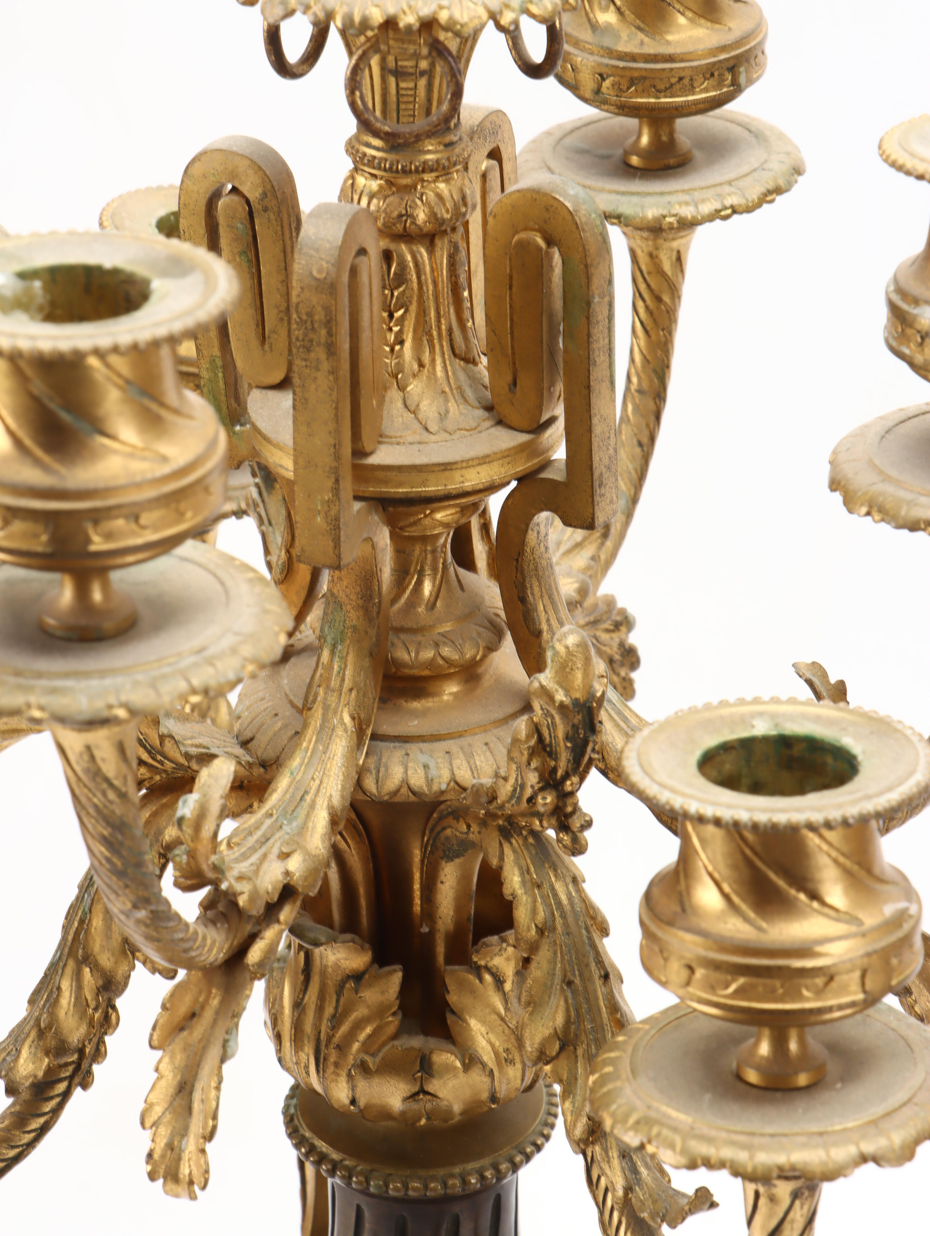 French Empire Bronze and Marble Candelabra