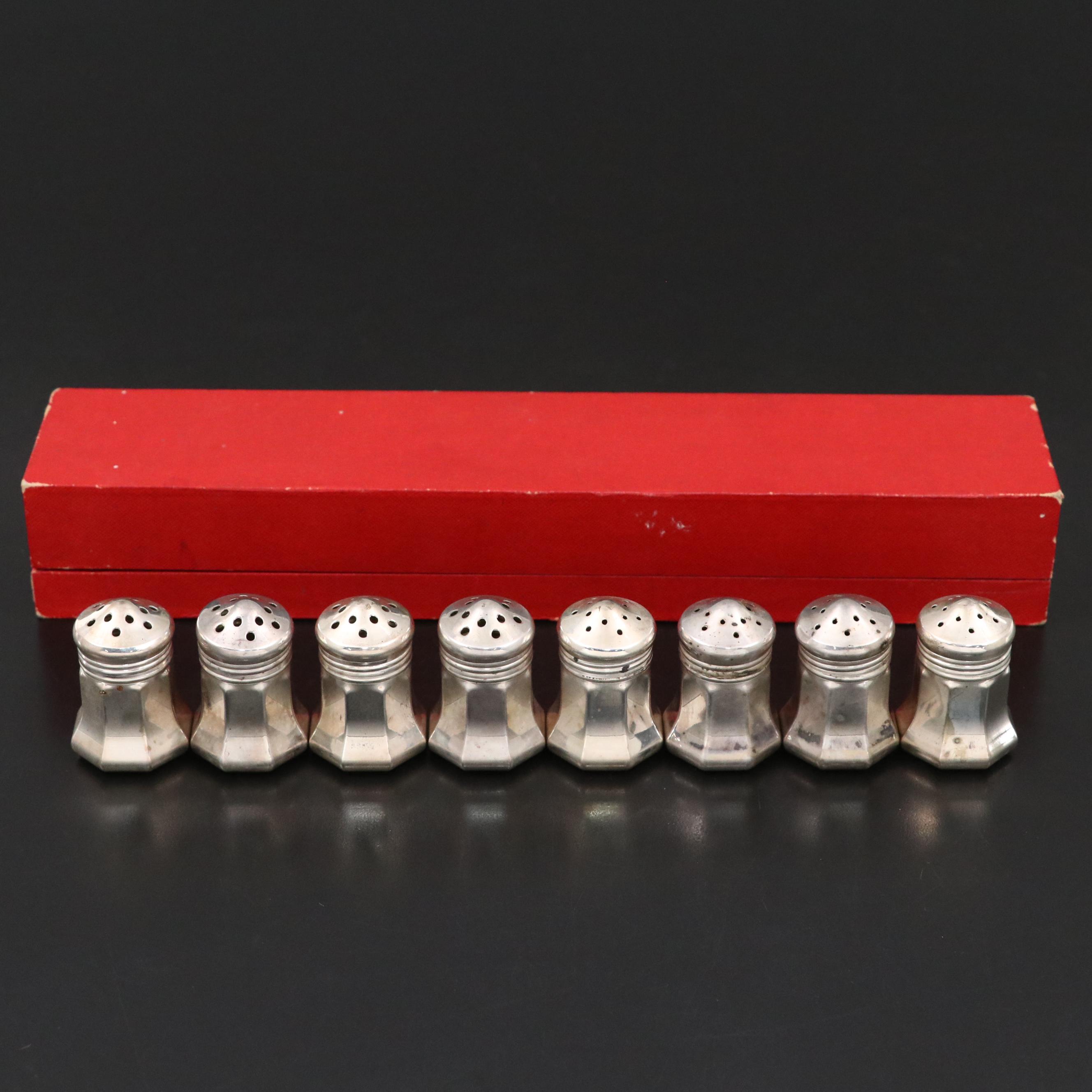 Cartier Sterling Silver Individual Salt and Pepper Shakers with Presentation Box