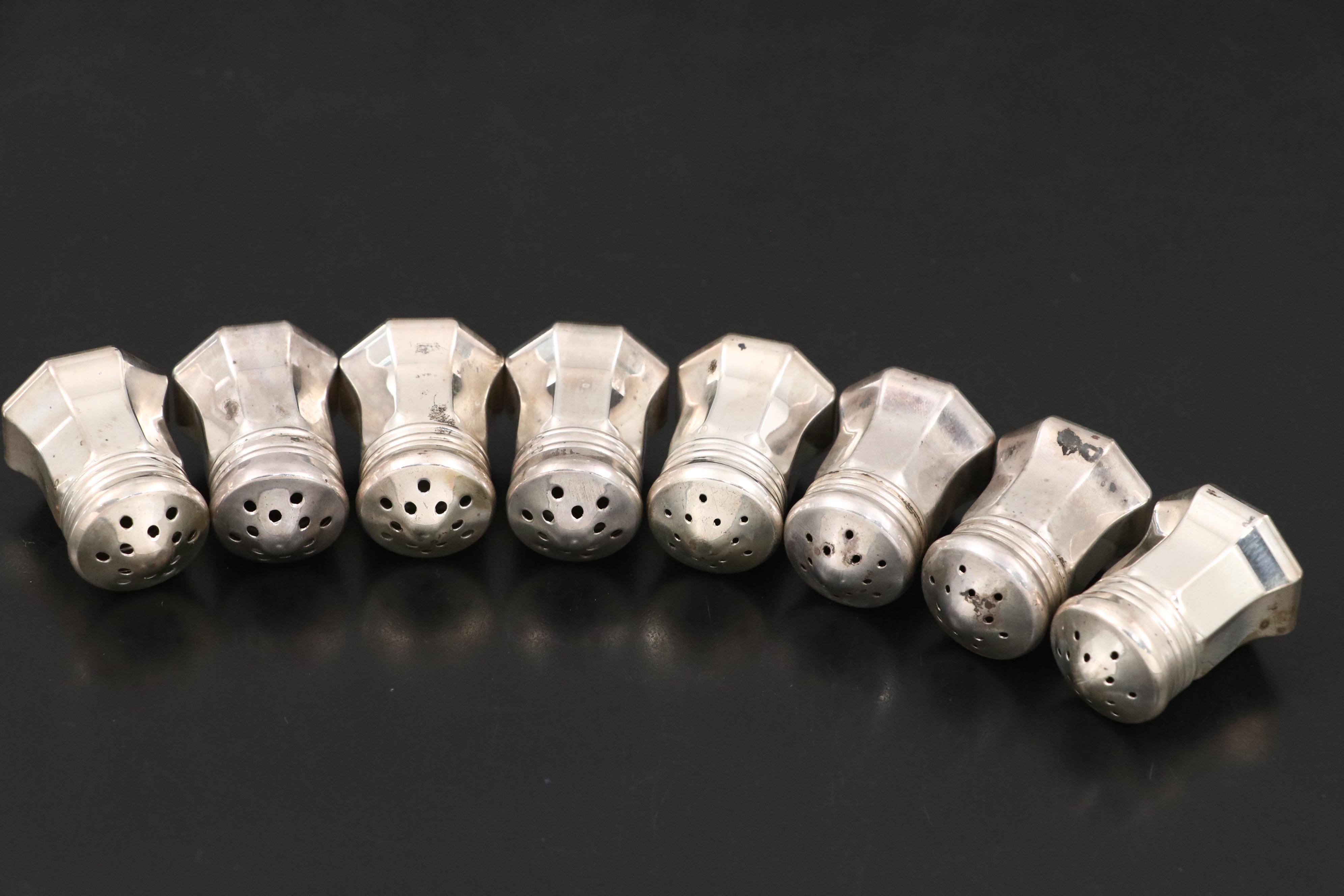 Cartier Sterling Silver Individual Salt and Pepper Shakers with Presentation Box