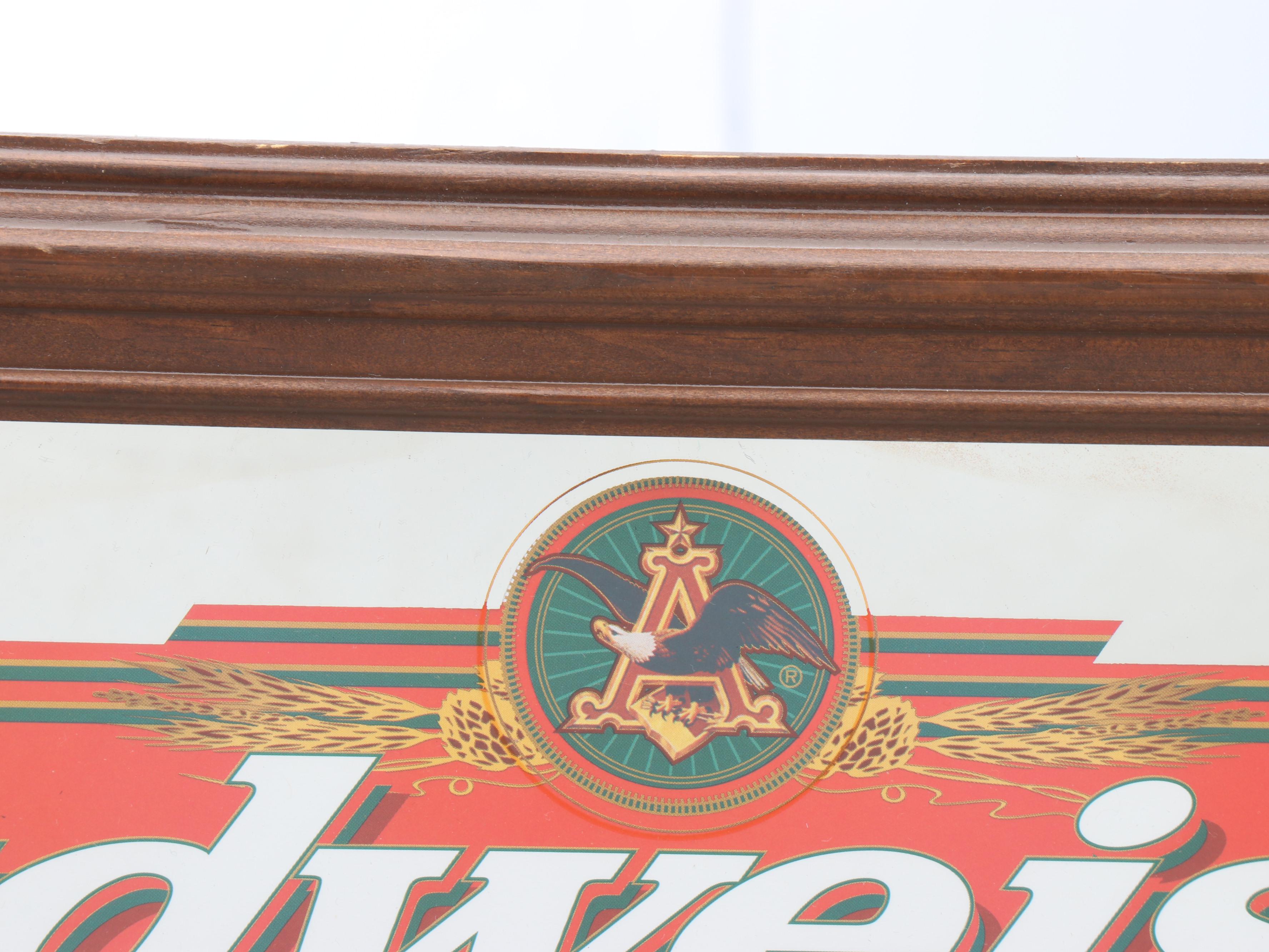 Anheuser-Busch Budweiser Framed Mirror, Late 20th Century