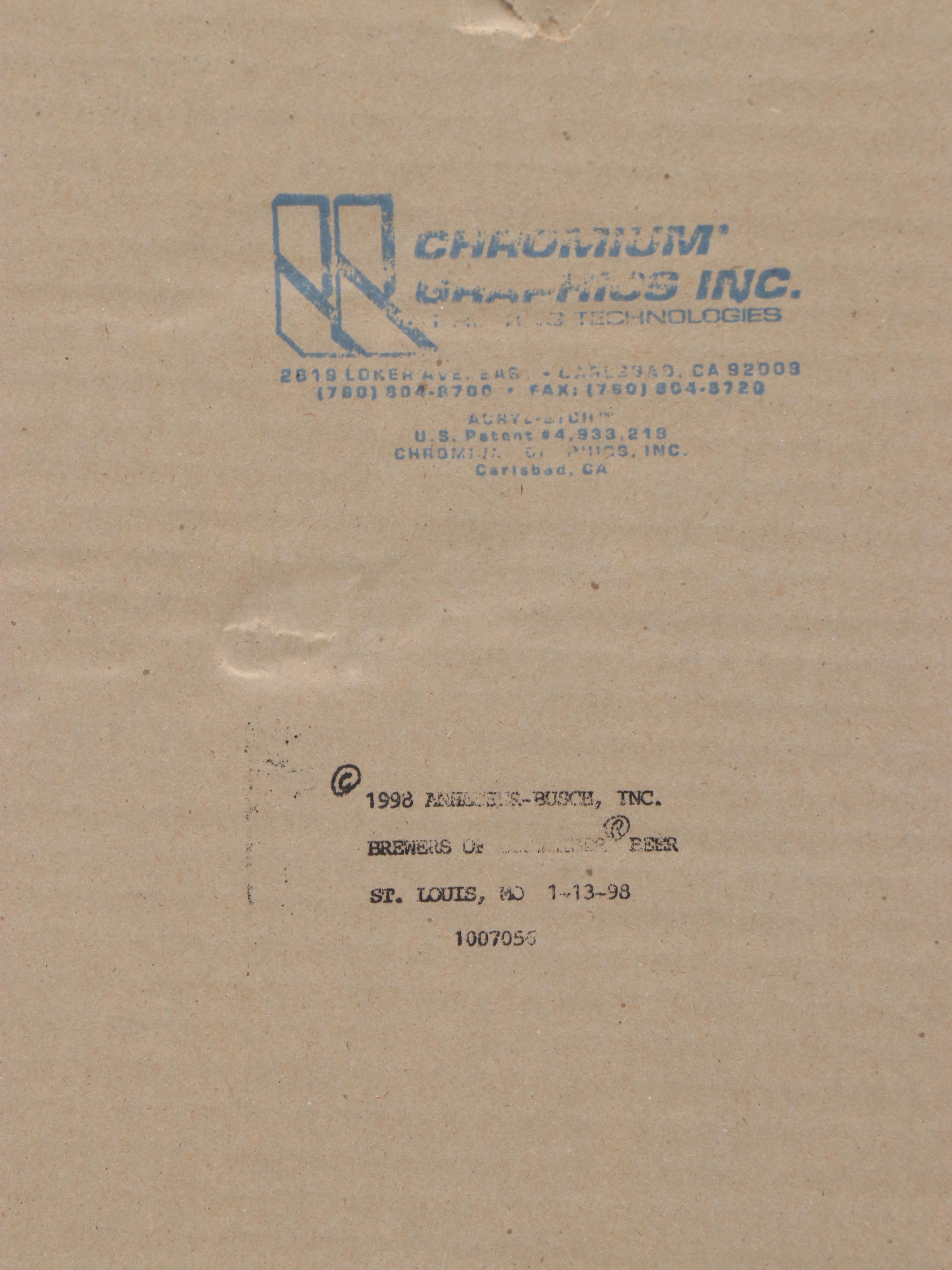 Anheuser-Busch Budweiser Framed Mirror, Late 20th Century