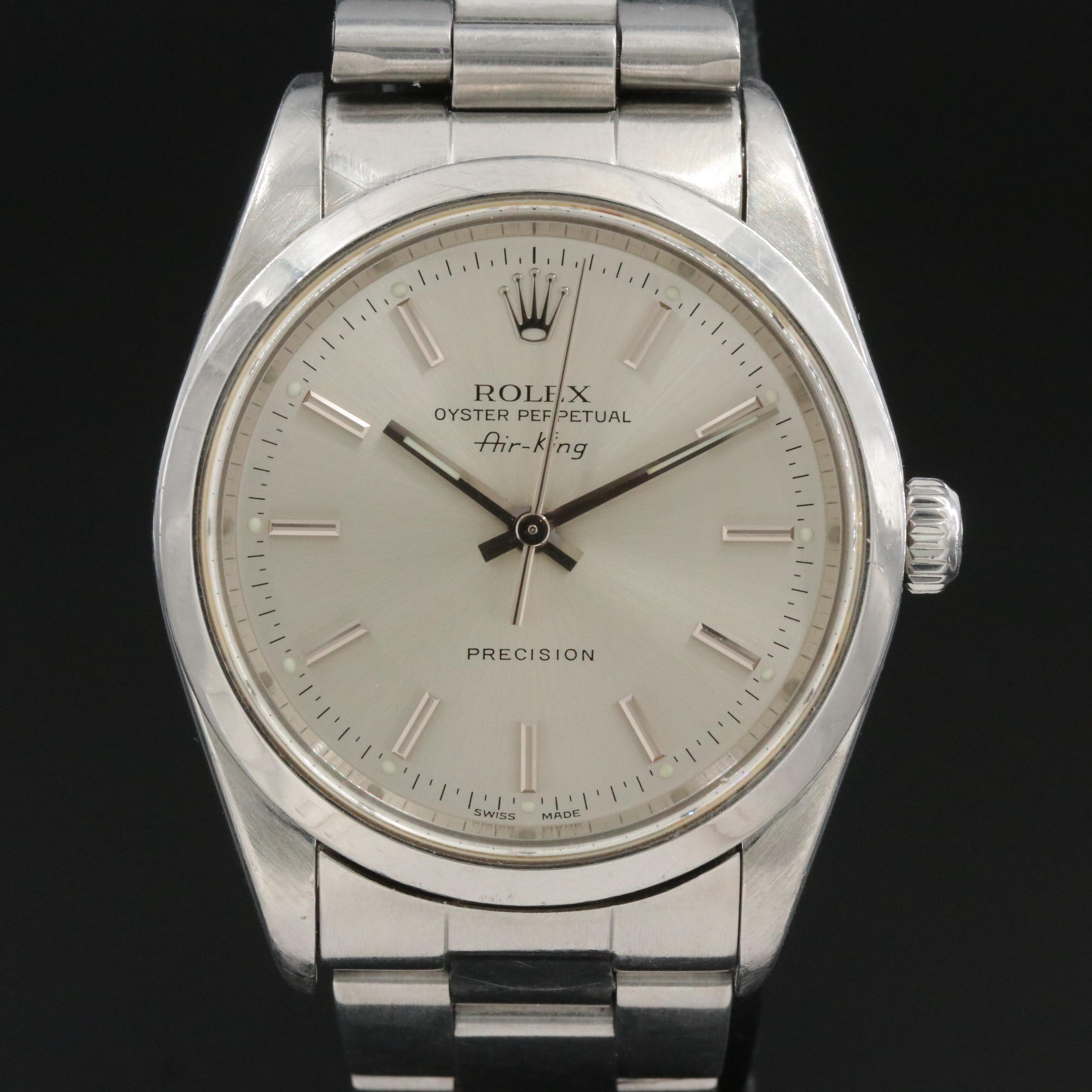 Rolex Air-King 14000M Silver Dial 34mm Steel Automatic Watch