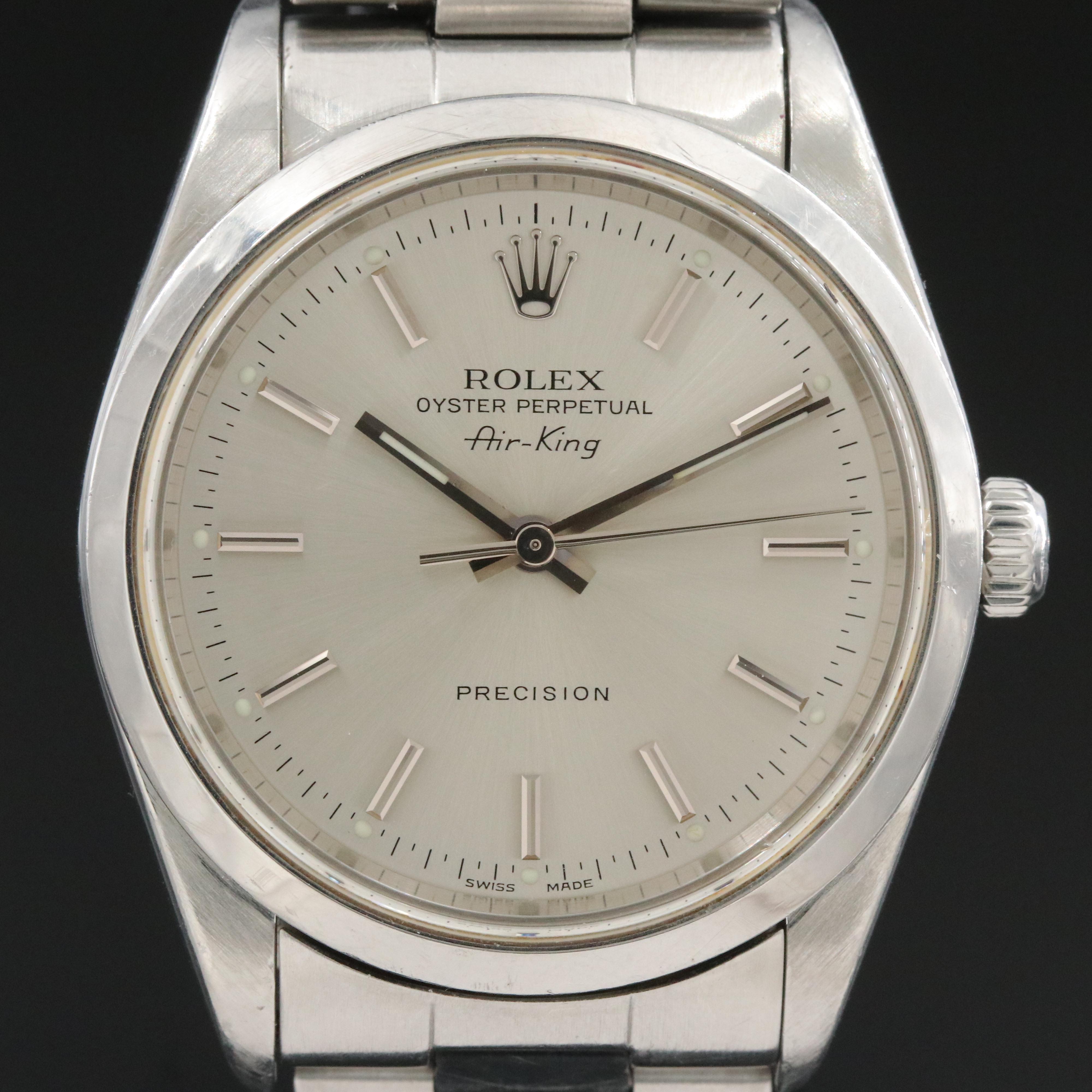 Rolex Air-King 14000M Silver Dial 34mm Steel Automatic Watch