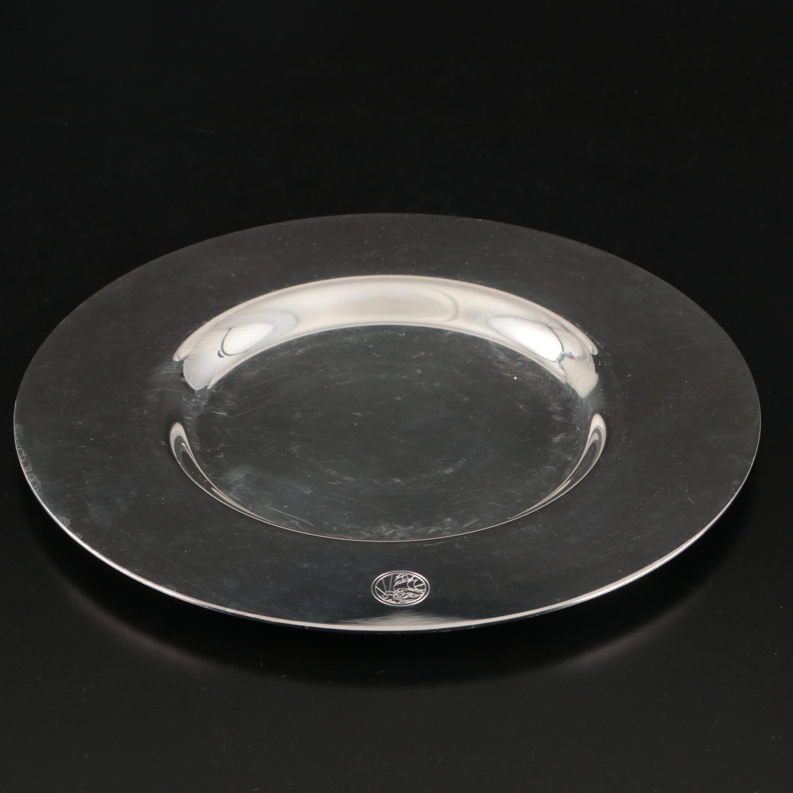 Petrossian Silver Plated Platter and Caviar Server with Waterford Desk Clocks