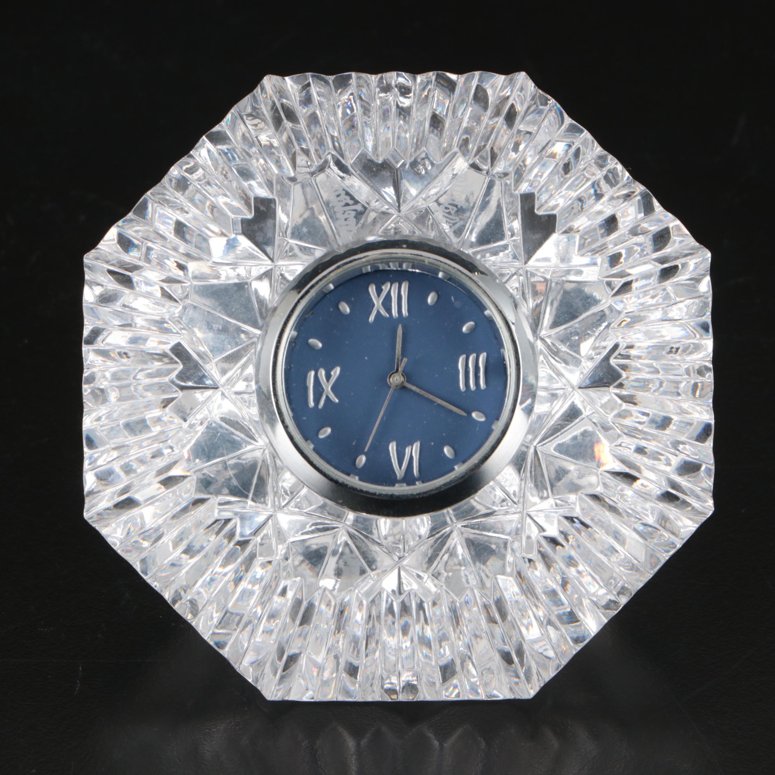 Petrossian Silver Plated Platter and Caviar Server with Waterford Desk Clocks