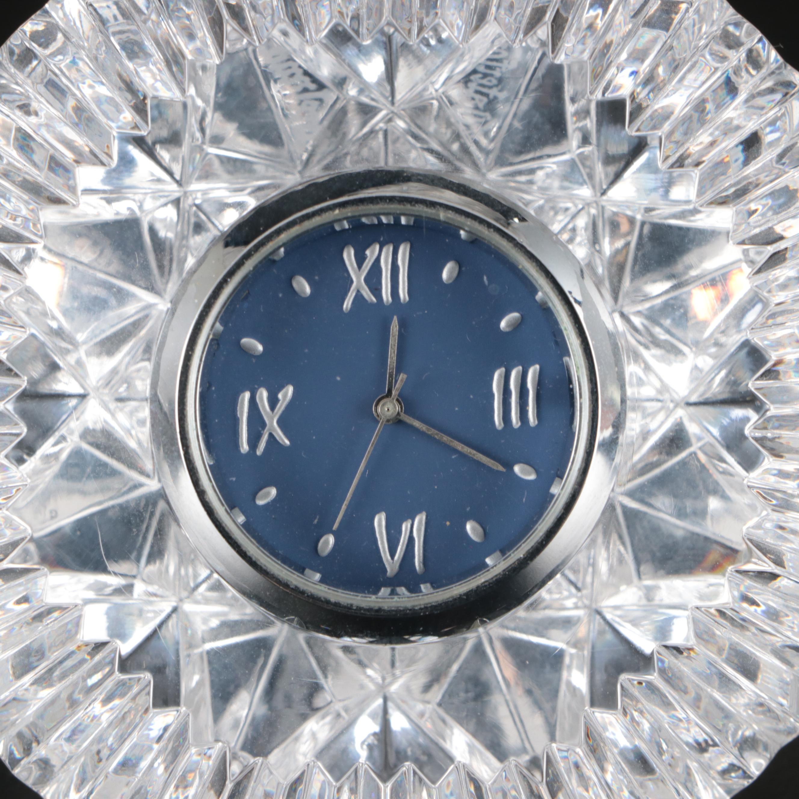 Petrossian Silver Plated Platter and Caviar Server with Waterford Desk Clocks