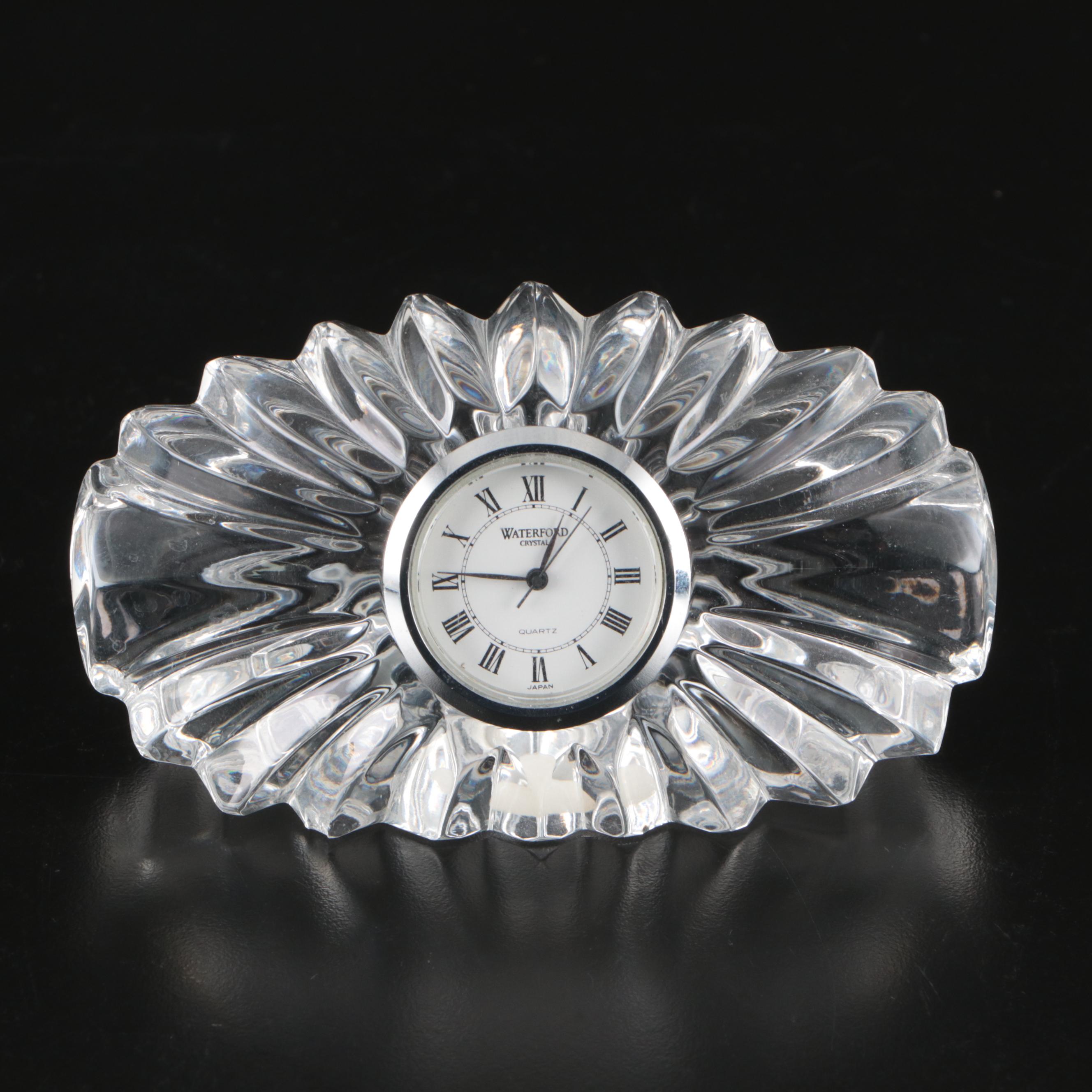 Petrossian Silver Plated Platter and Caviar Server with Waterford Desk Clocks