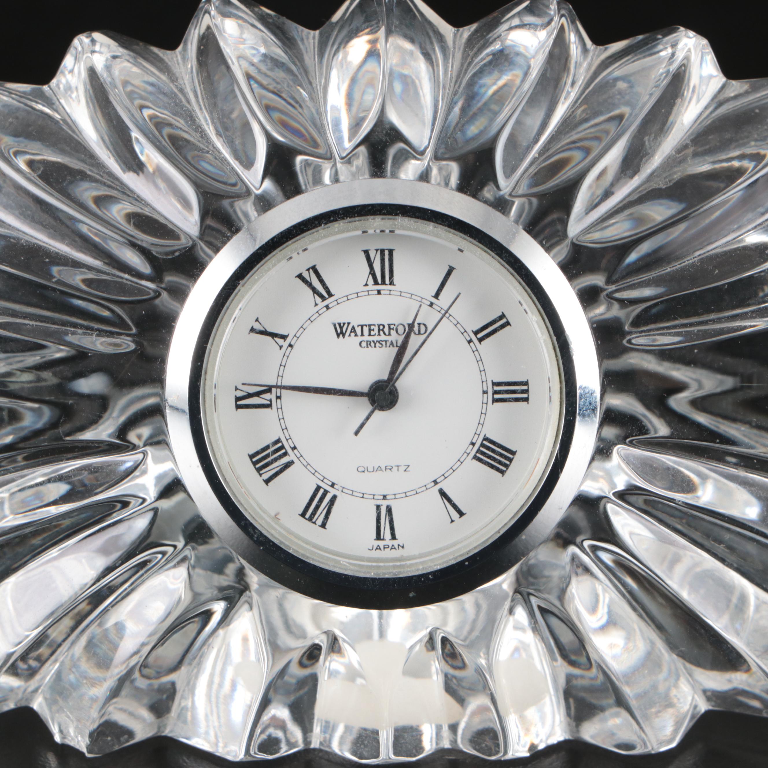 Petrossian Silver Plated Platter and Caviar Server with Waterford Desk Clocks