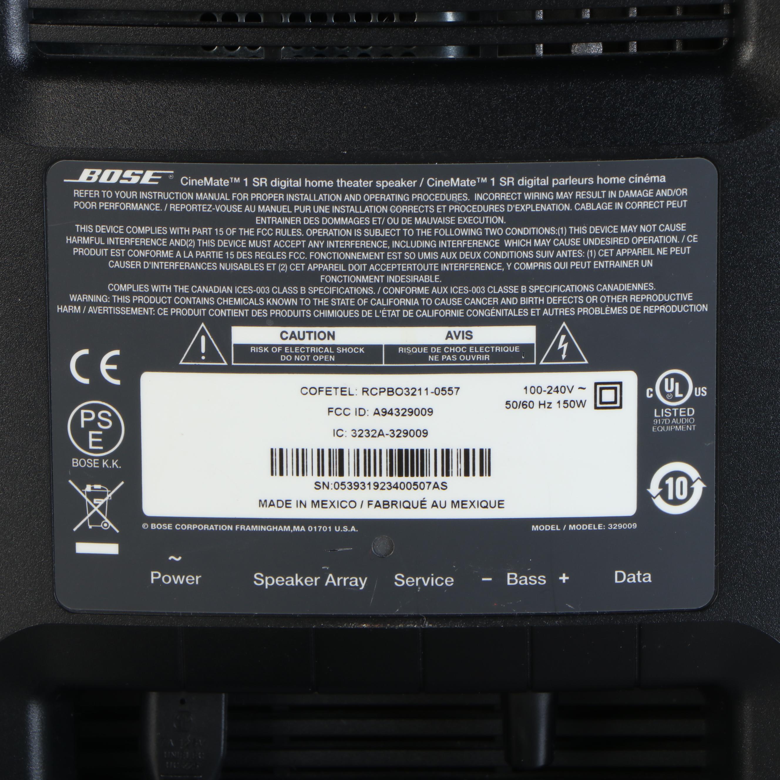 Bose CineMate 1SR Digital Home Theater Speaker