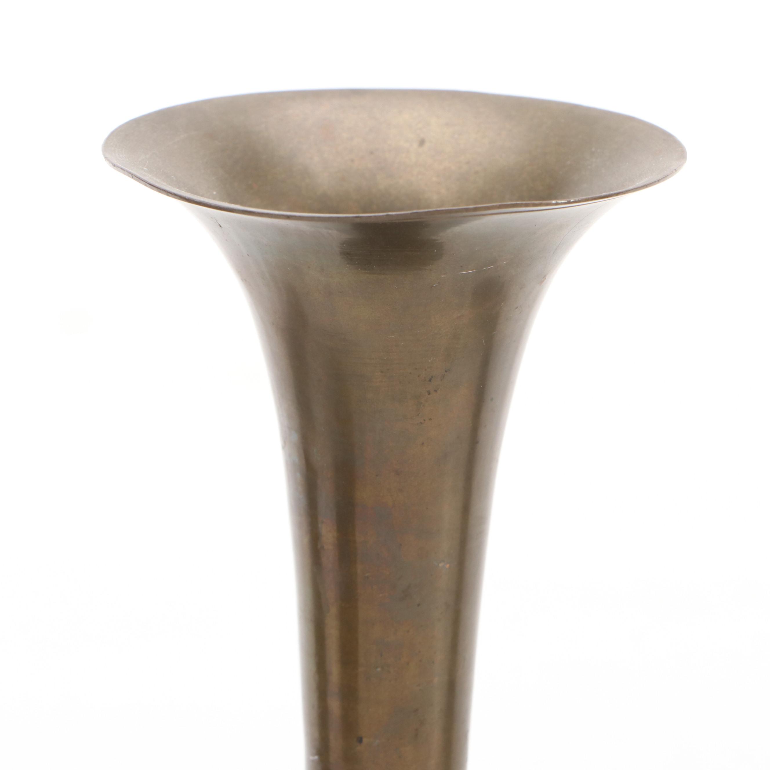 Brass Bud Vases with Embossed Pitcher and Dhokra Owl Figure