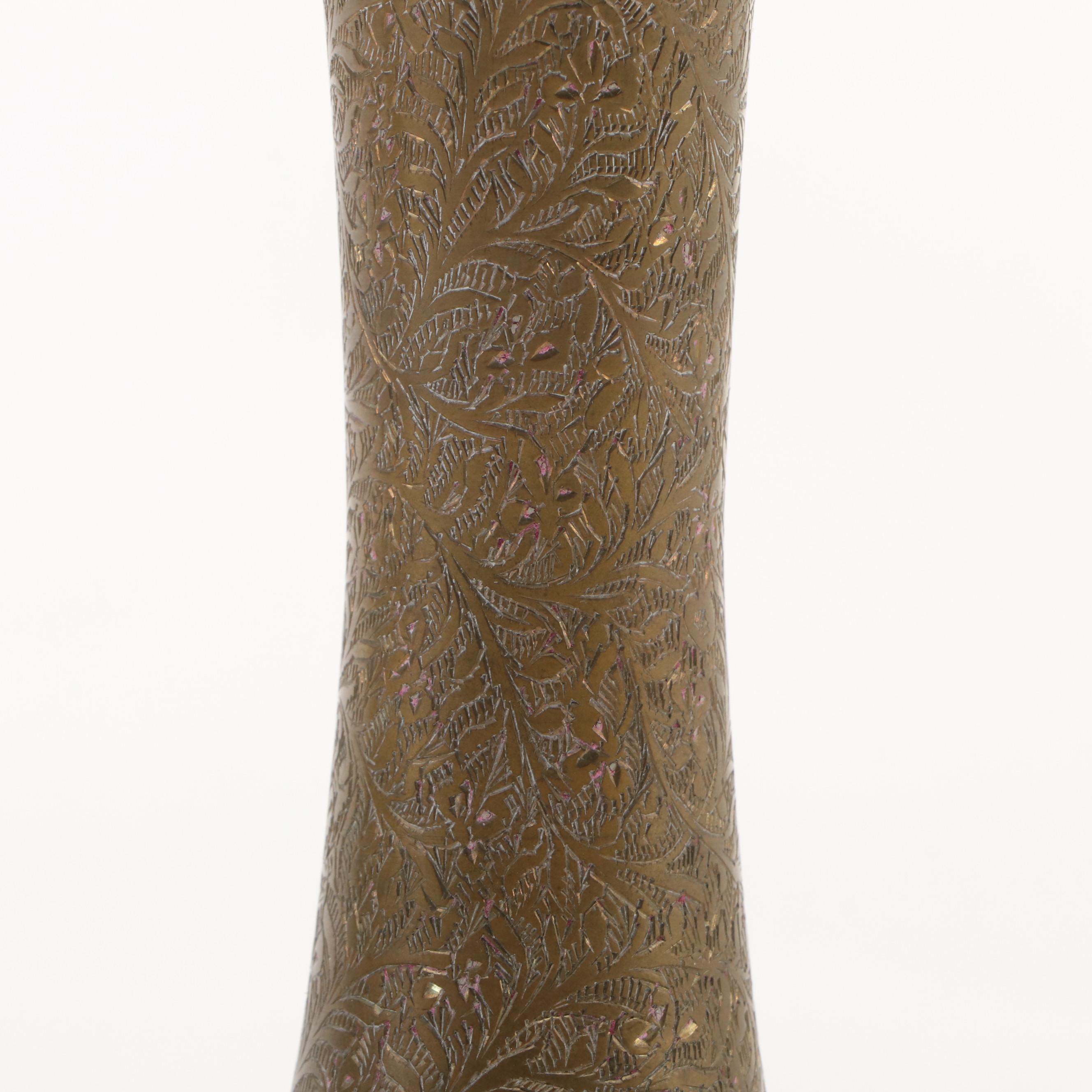 Brass Bud Vases with Embossed Pitcher and Dhokra Owl Figure