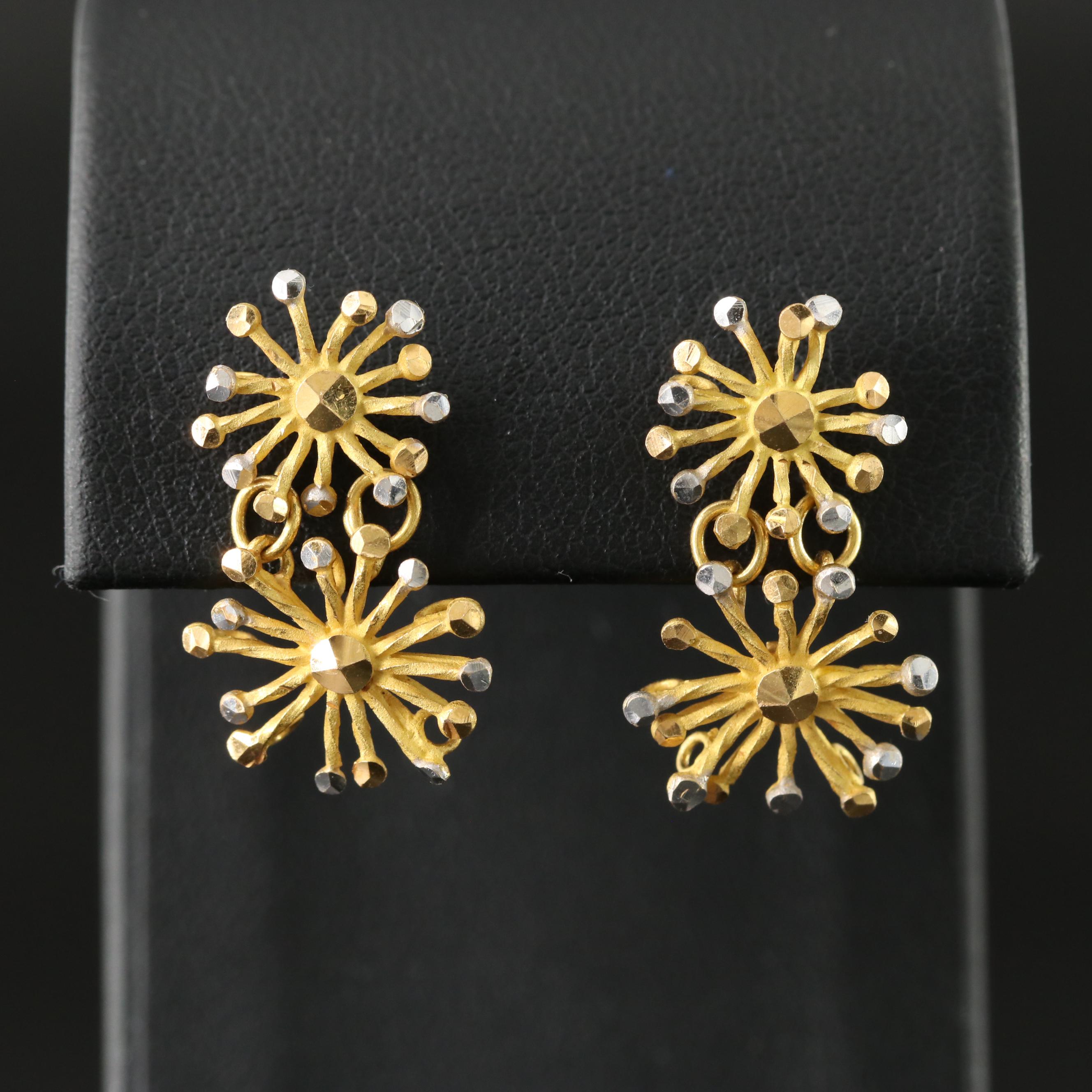 21K Two-Tone Floral Earrings
