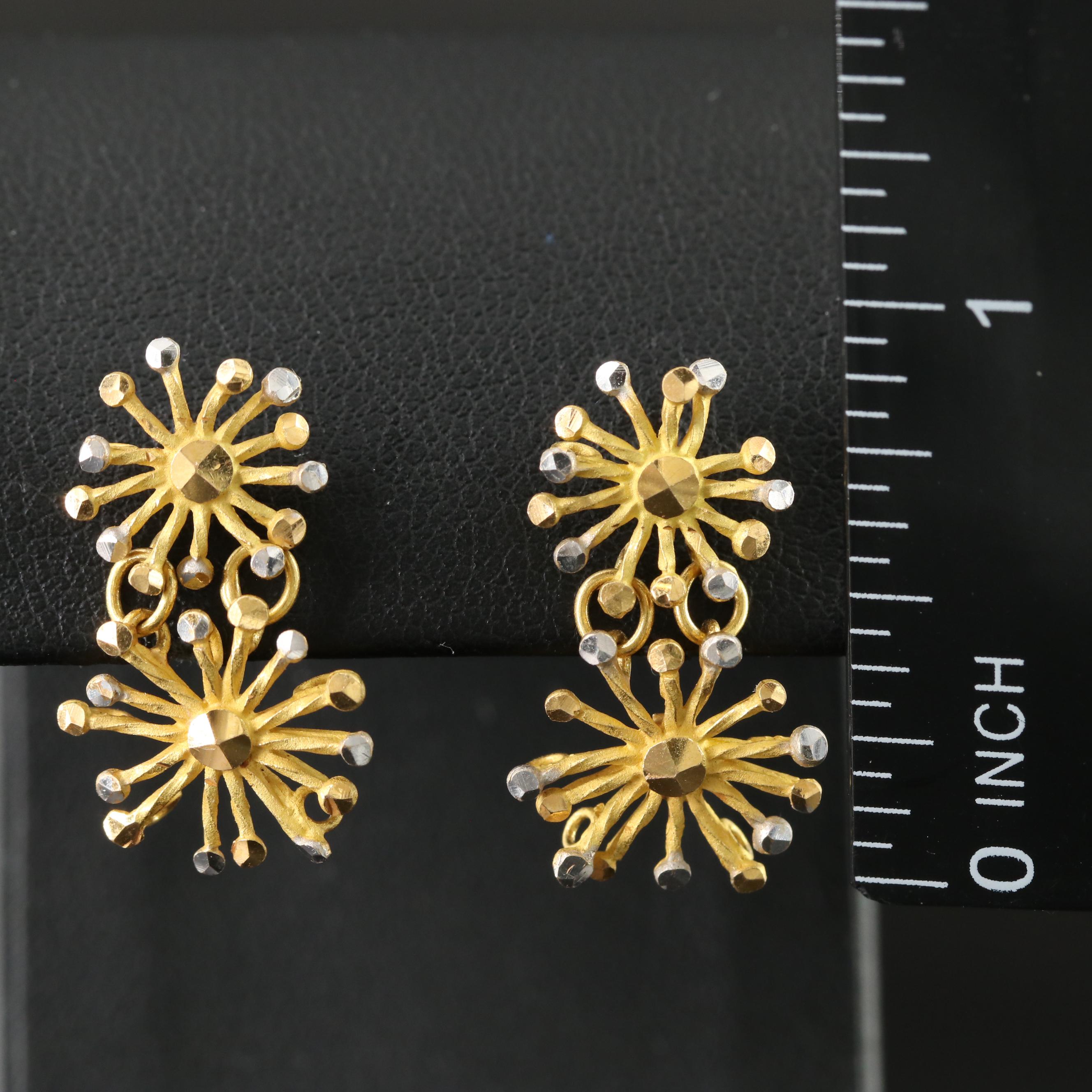 21K Two-Tone Floral Earrings