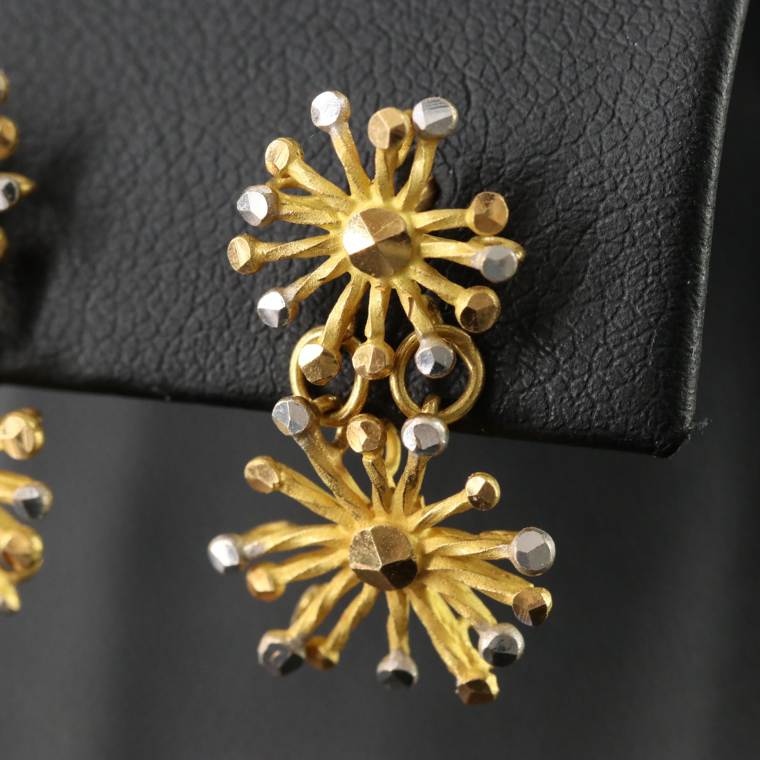 21K Two-Tone Floral Earrings