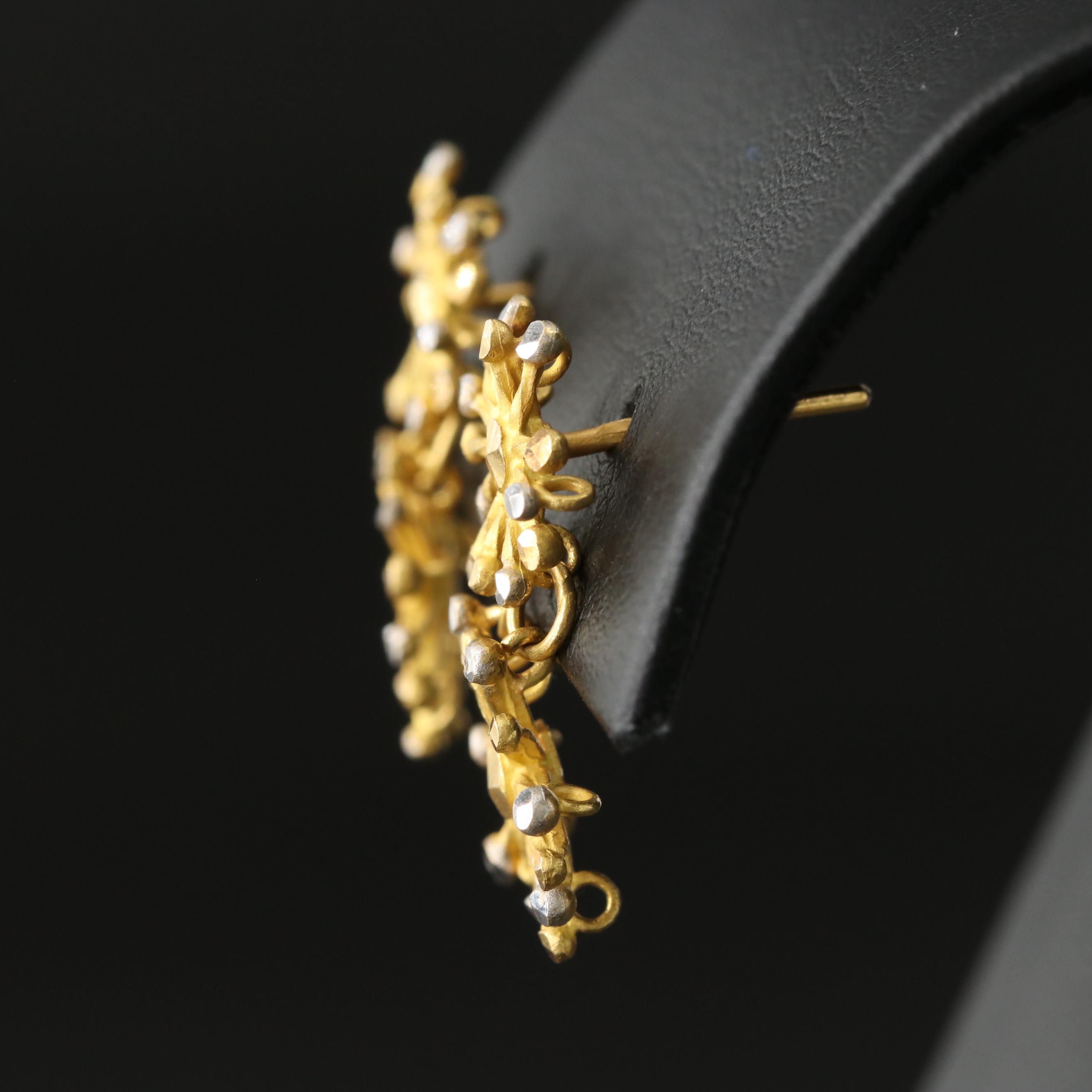 21K Two-Tone Floral Earrings