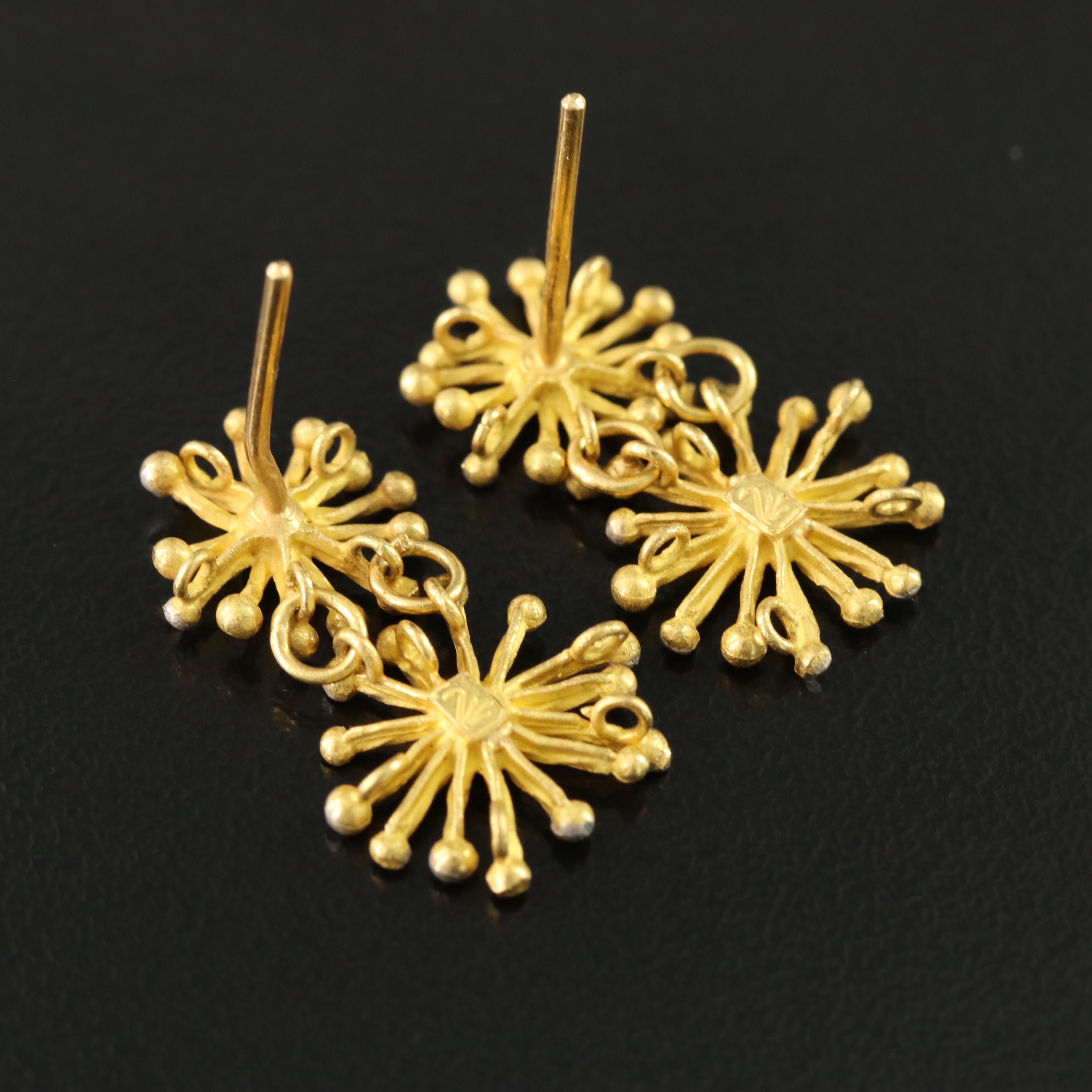 21K Two-Tone Floral Earrings