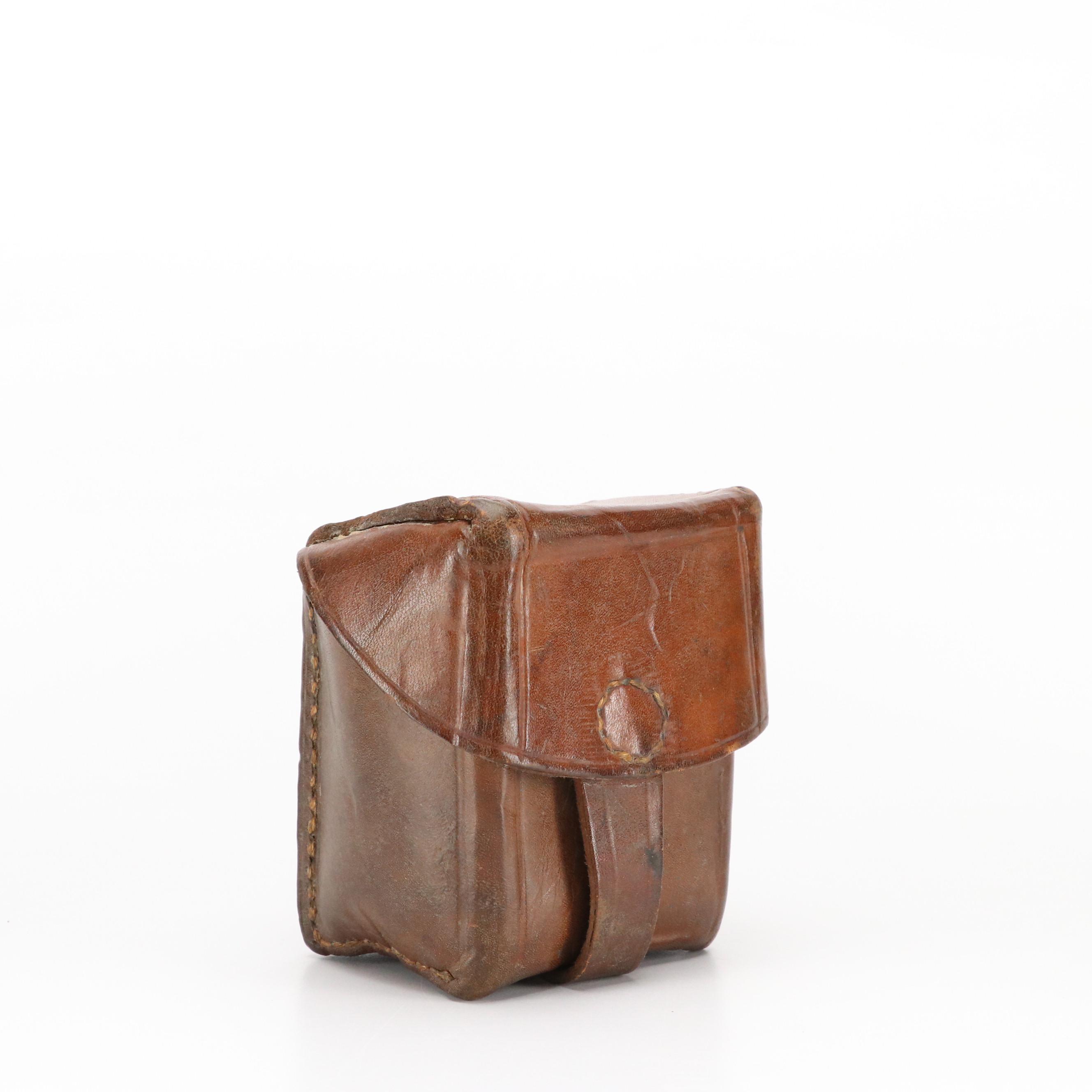 Czech Style Brown Leather Ammo Belt Pouch, Mid-20th Century