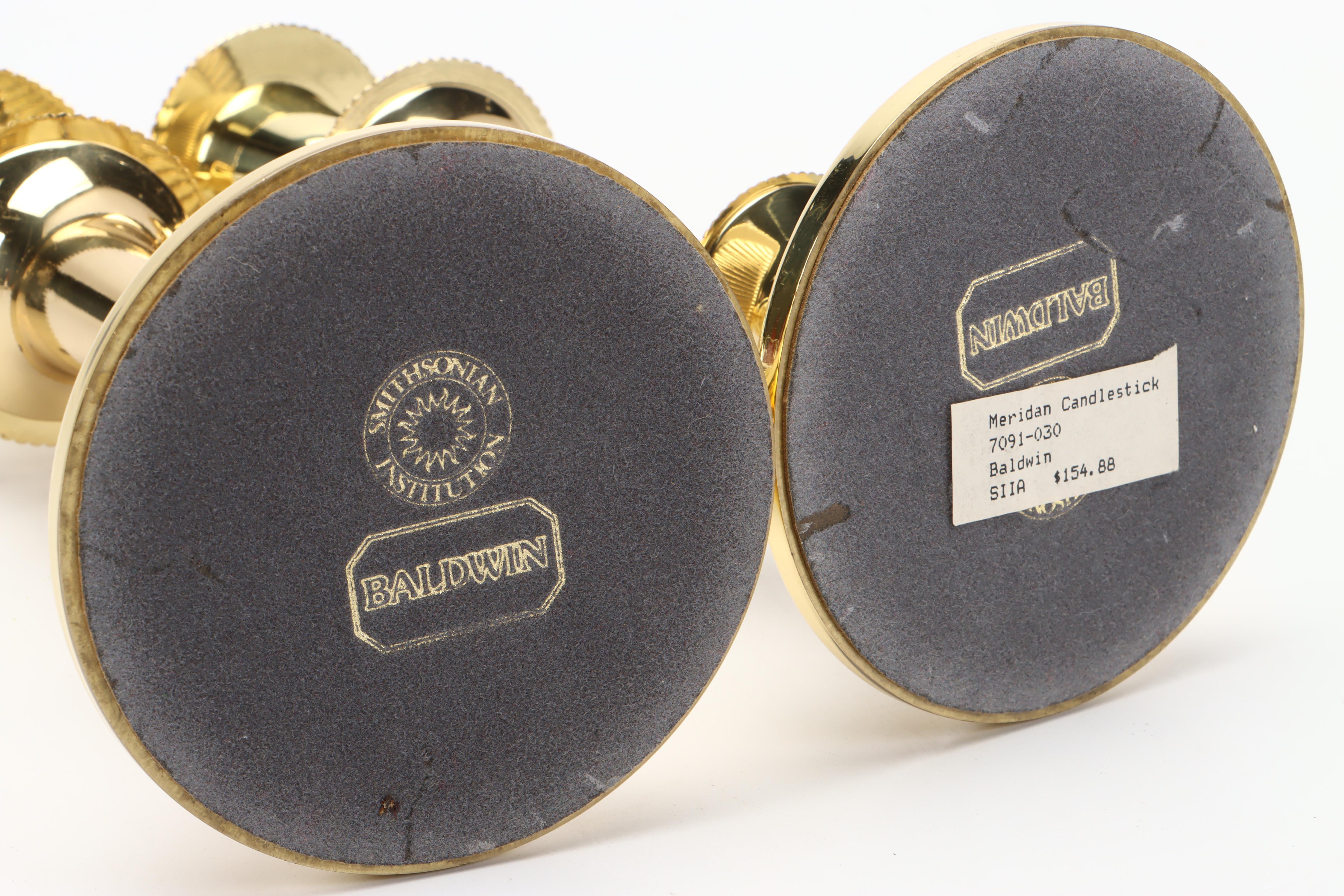 Smithsonian Institute Baldwin Brass "Meridan" Candlesticks
