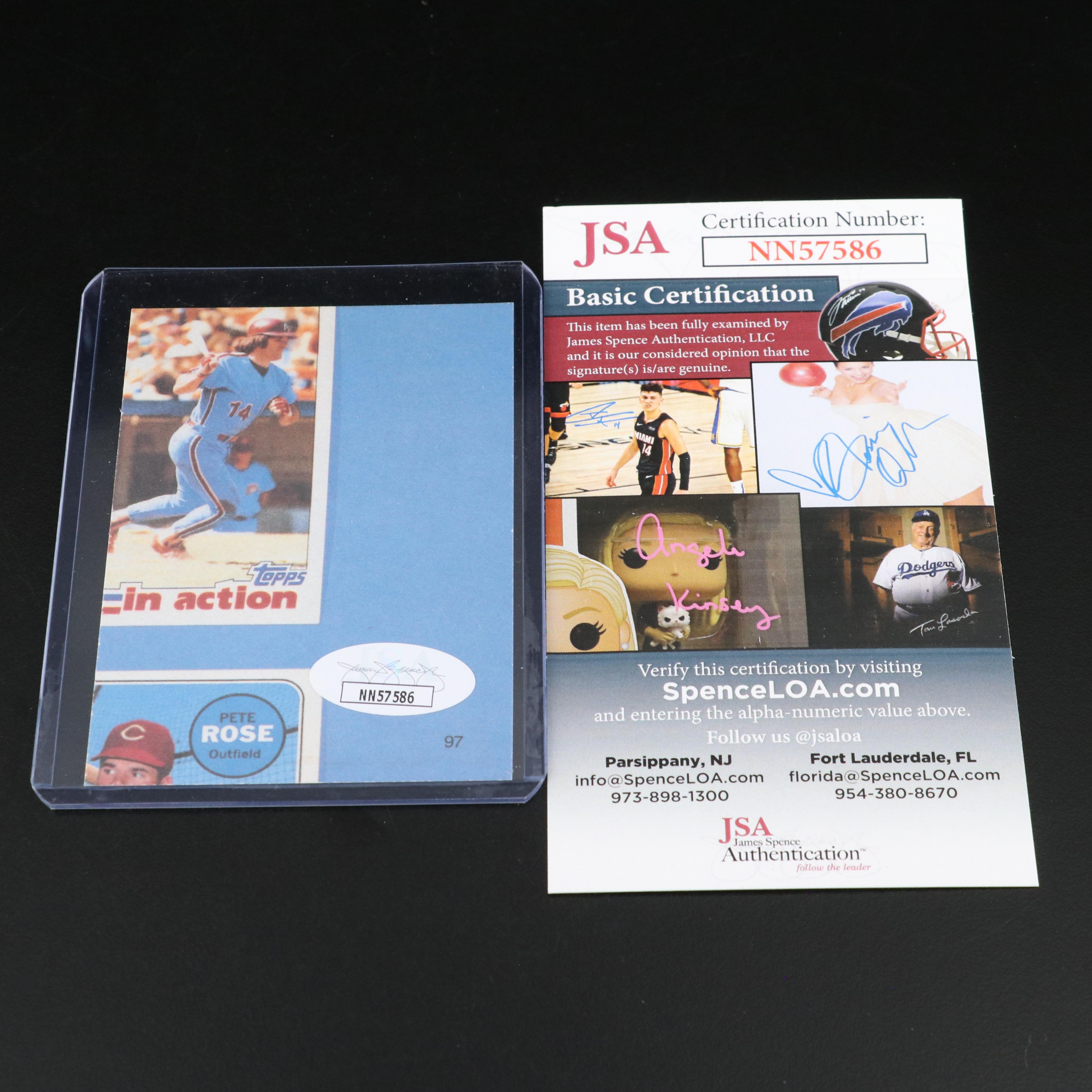 Pete Rose and Johnny Bench Signed Cincinnati Reds Baseball Cards, JSA