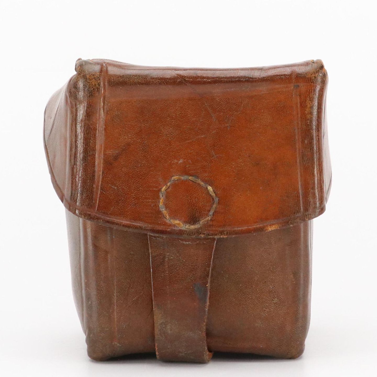 Czech Style Brown Leather Ammo Belt Pouch, Mid-20th Century