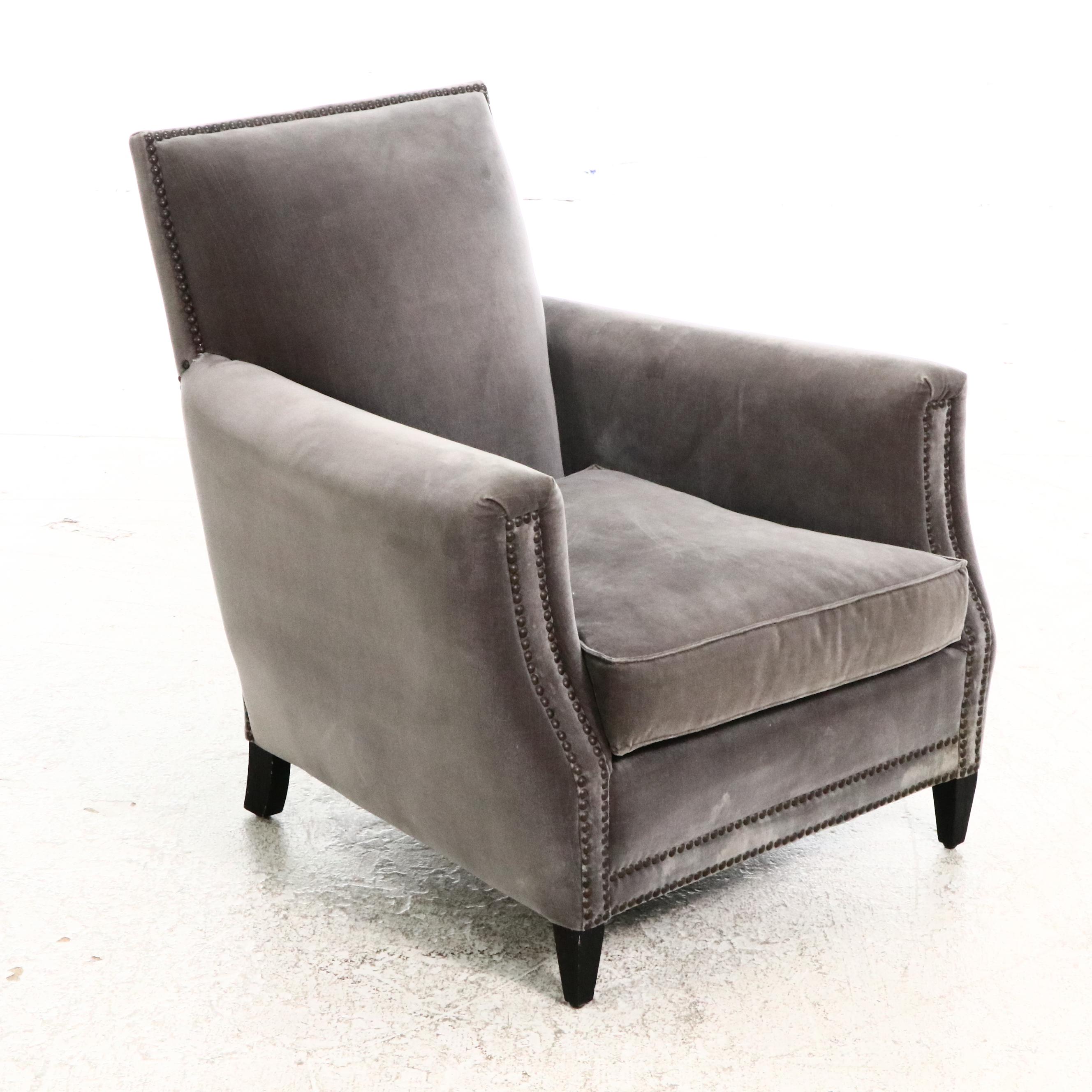 Pair of Restoration Hardware "Marcel" Velvet Upholstered Club Chairs