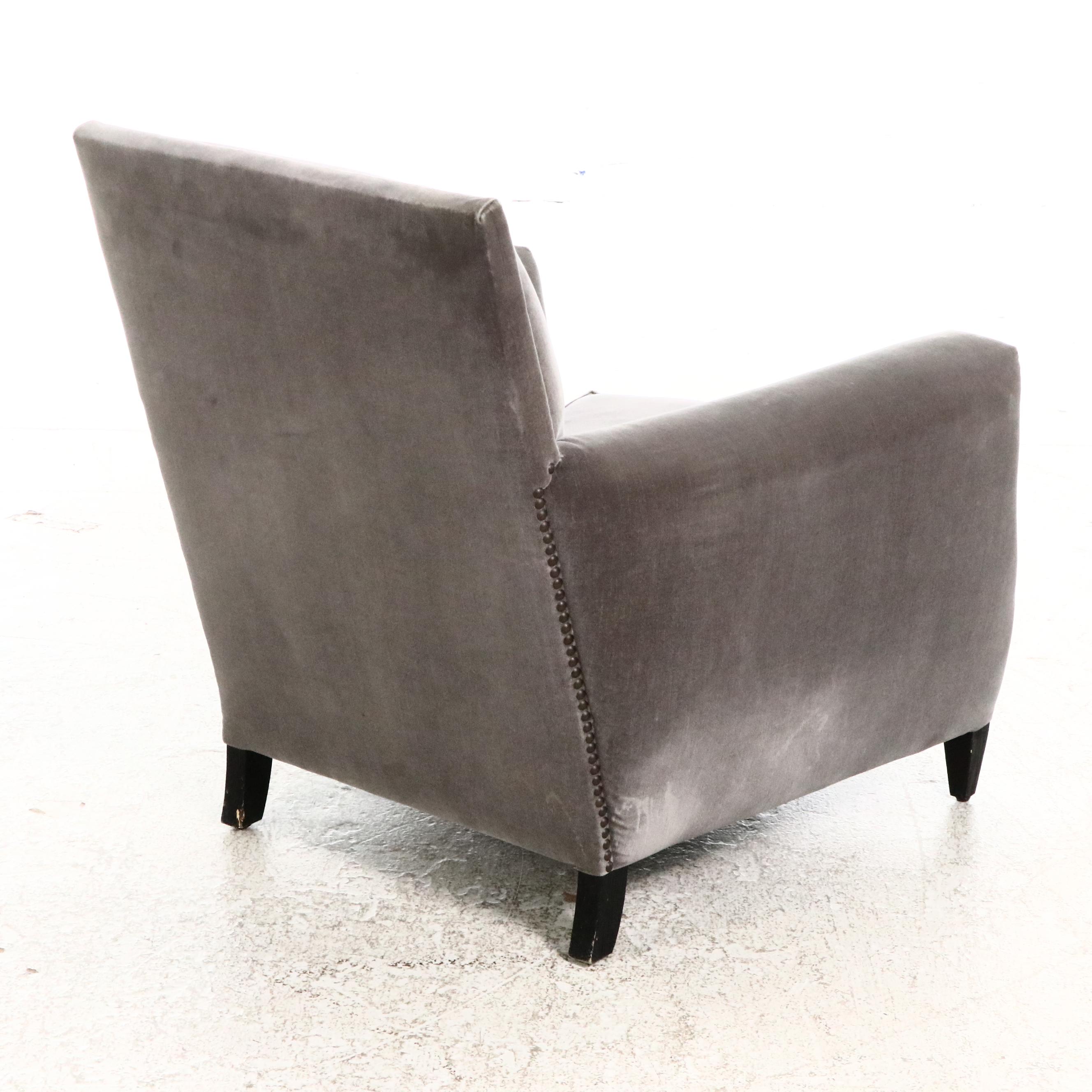 Pair of Restoration Hardware "Marcel" Velvet Upholstered Club Chairs