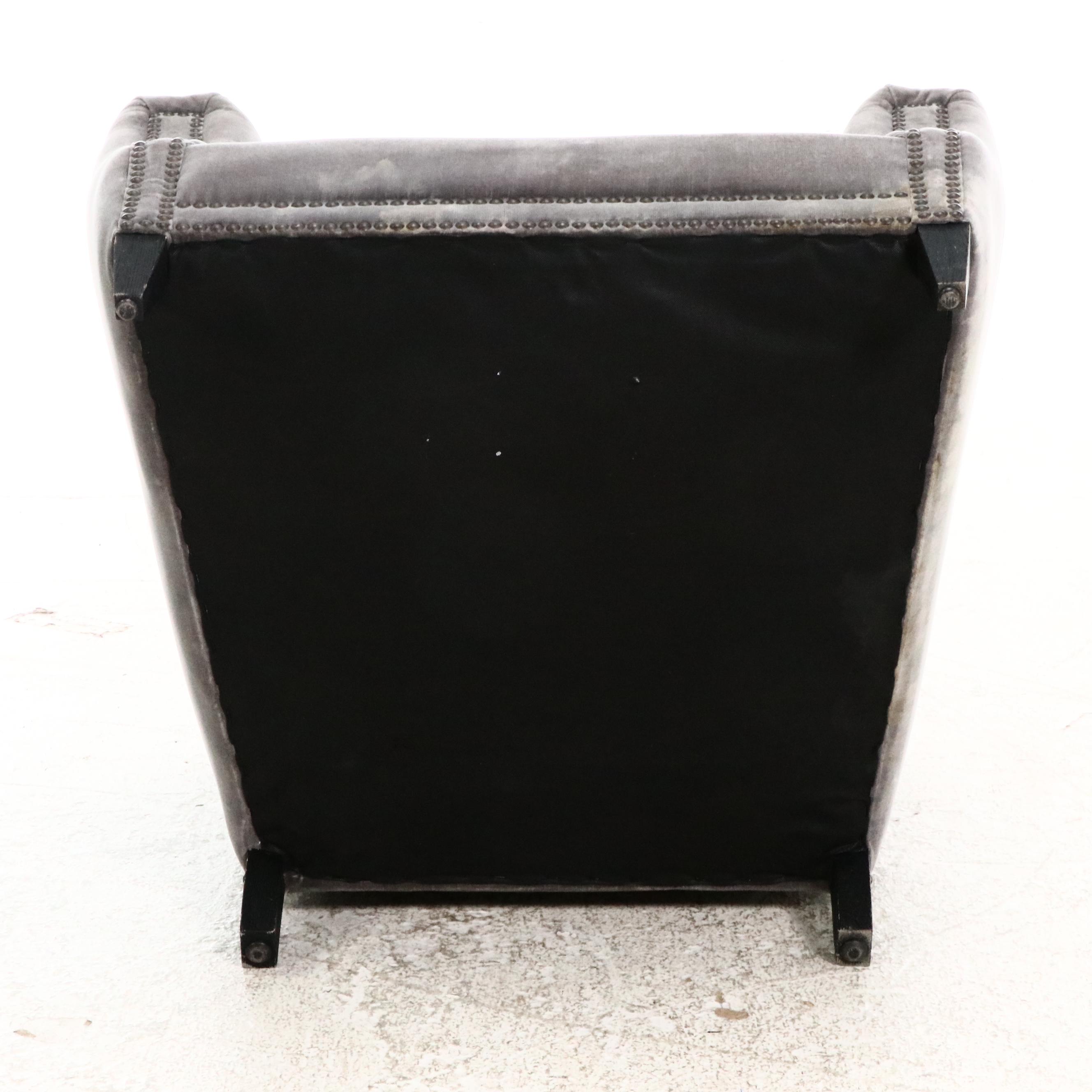 Pair of Restoration Hardware "Marcel" Velvet Upholstered Club Chairs