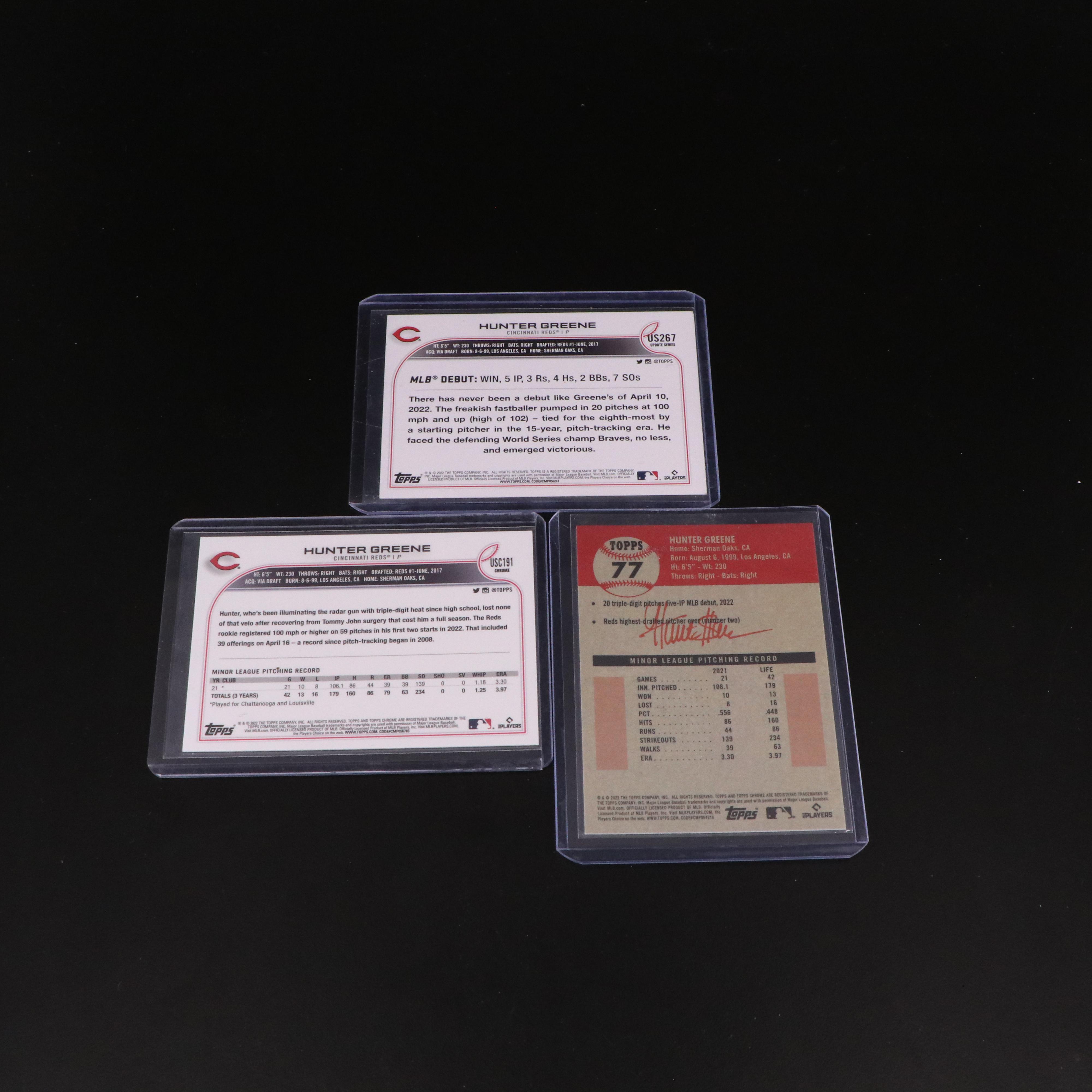 Hunter Greene Signed, Rookie, and Prospect Cincinnati Reds Baseball Cards