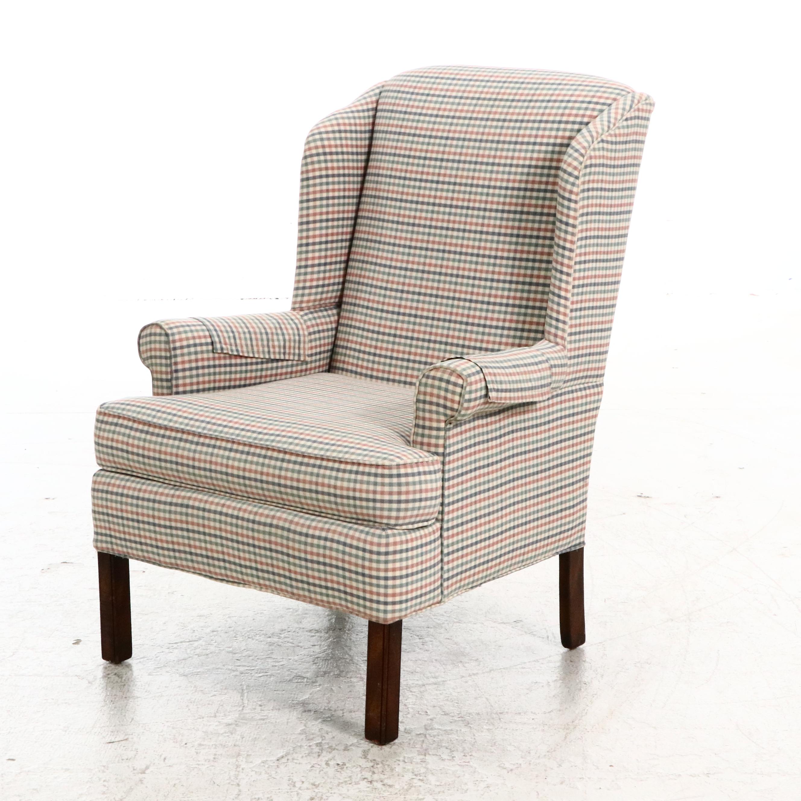 Pair of Chippendale Style Custom-Upholstered Wingback Chairs