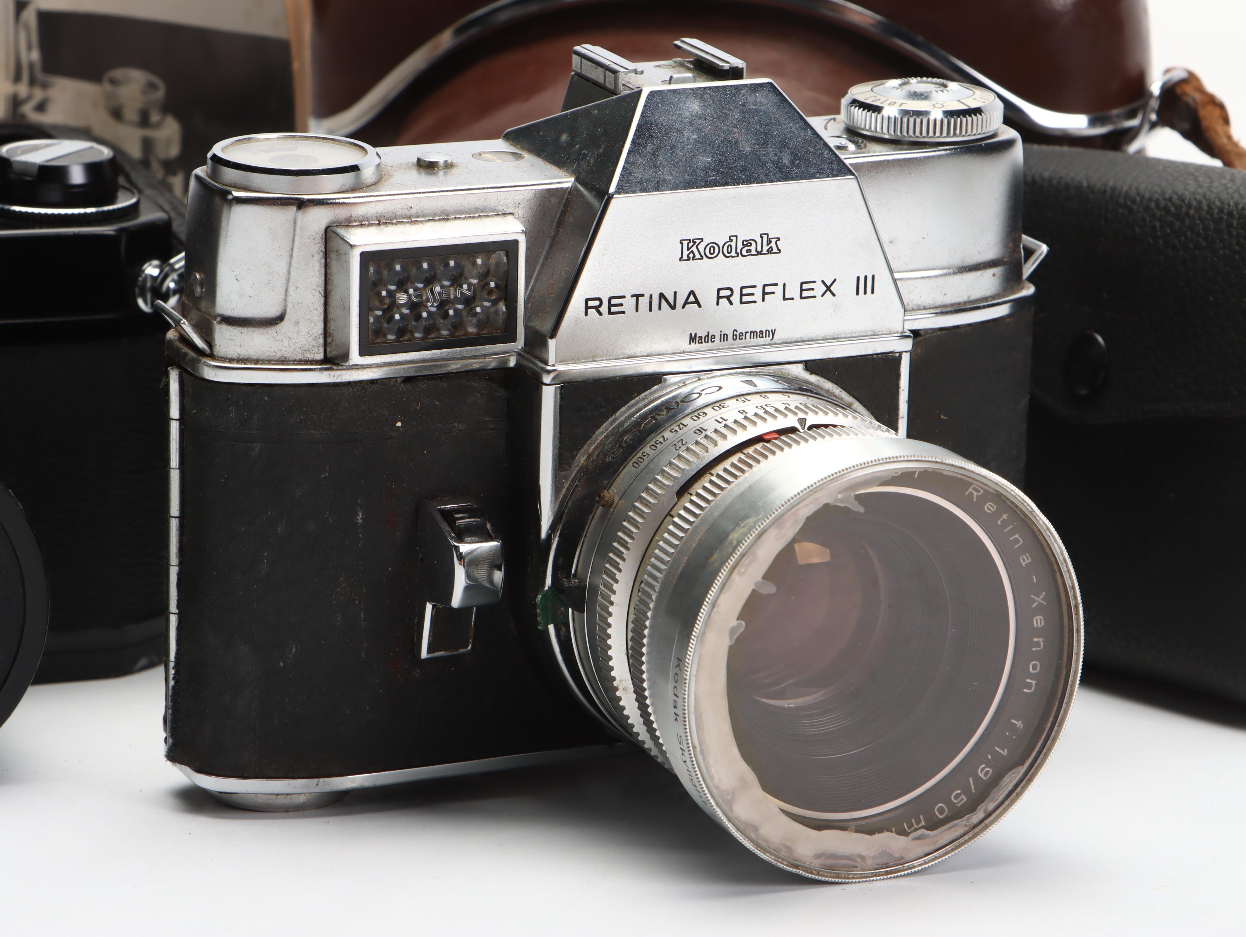 Kodak Retina Reflex III and Pentax SLR Camera with Lenses, Cases and More