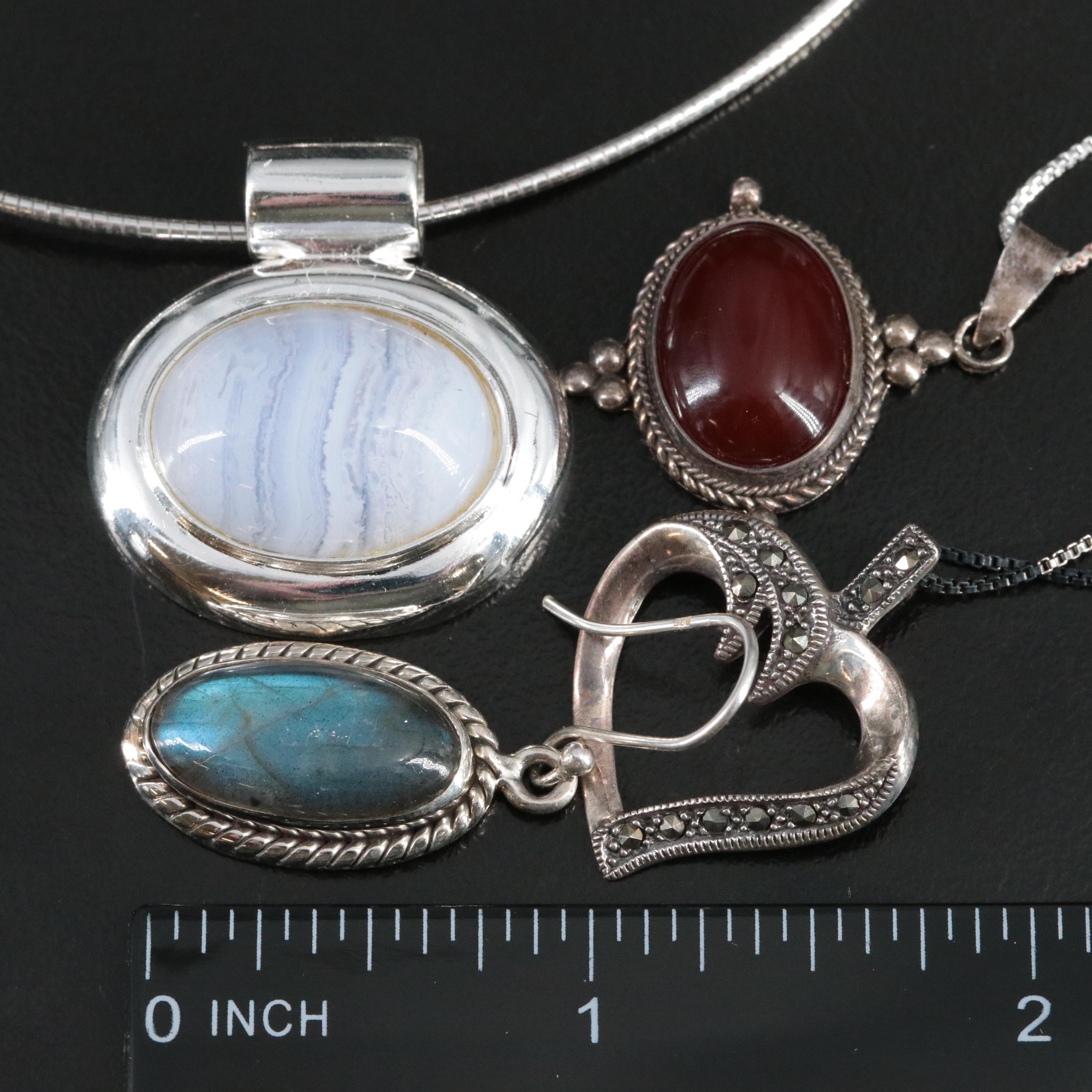 Sterling Gemstone Jewelry Collection Including Lace Agate