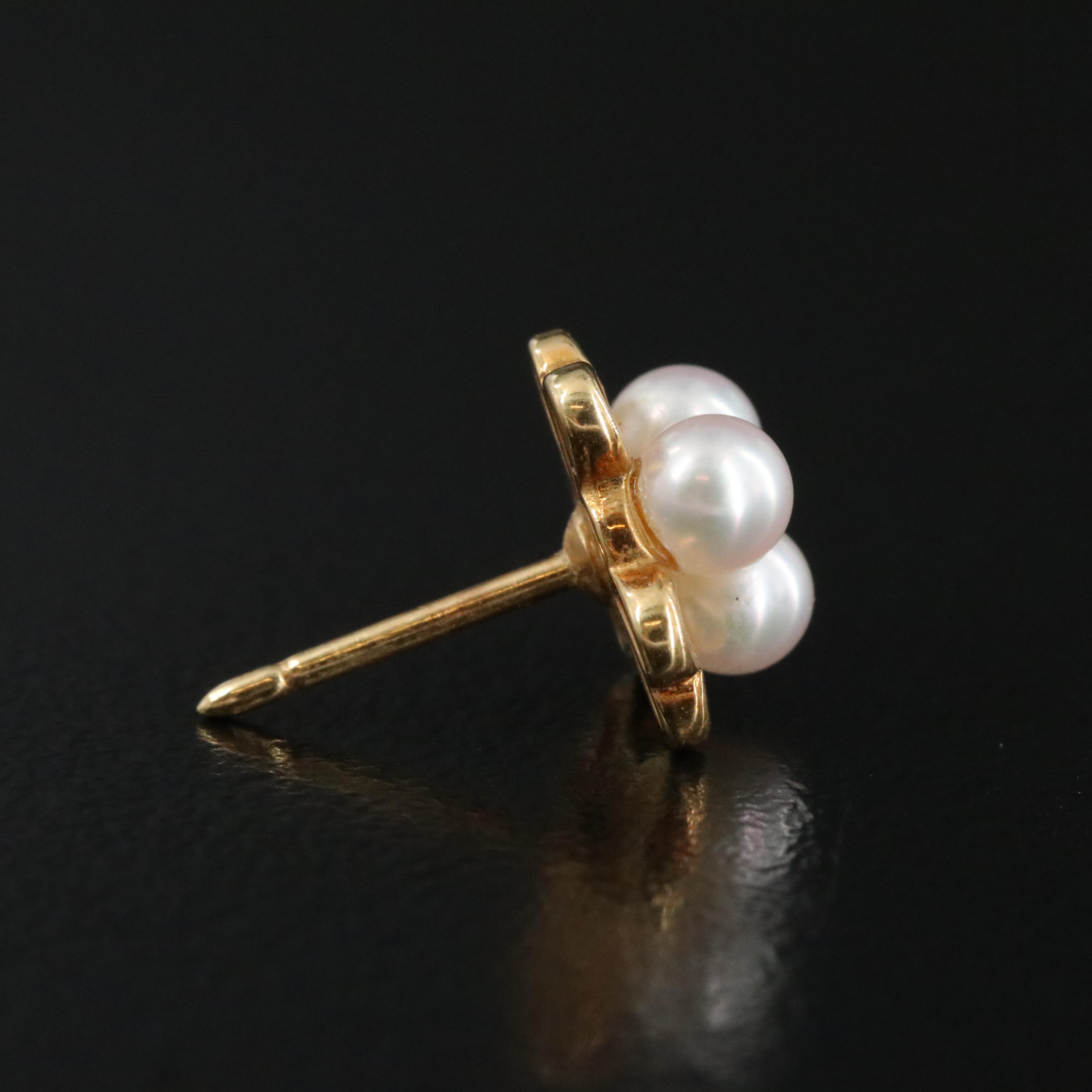 Mikimoto 18K Pearl Heart Trinity Earrings