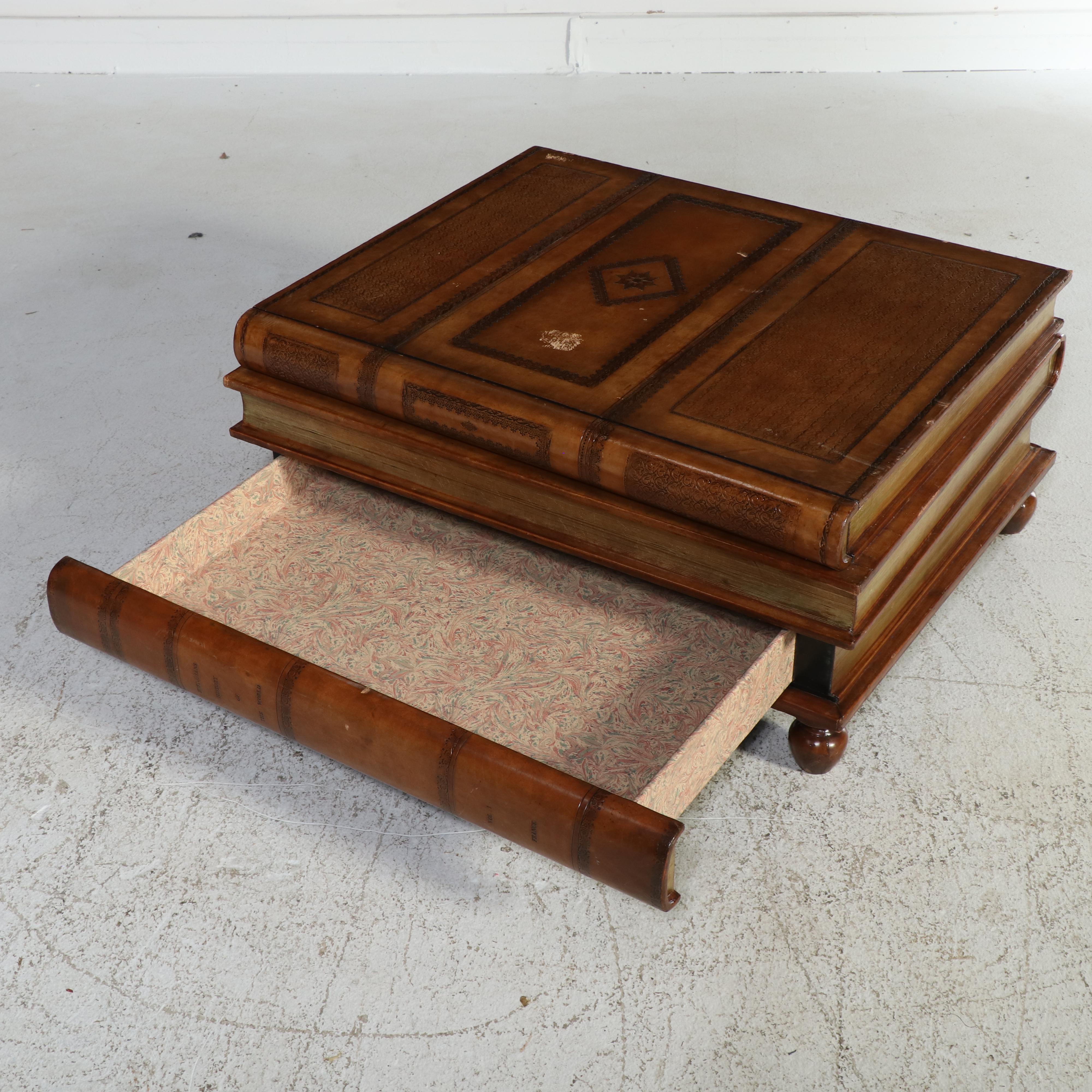 Maitland-Smith Wooden Faux Book Shaped Coffee Table
