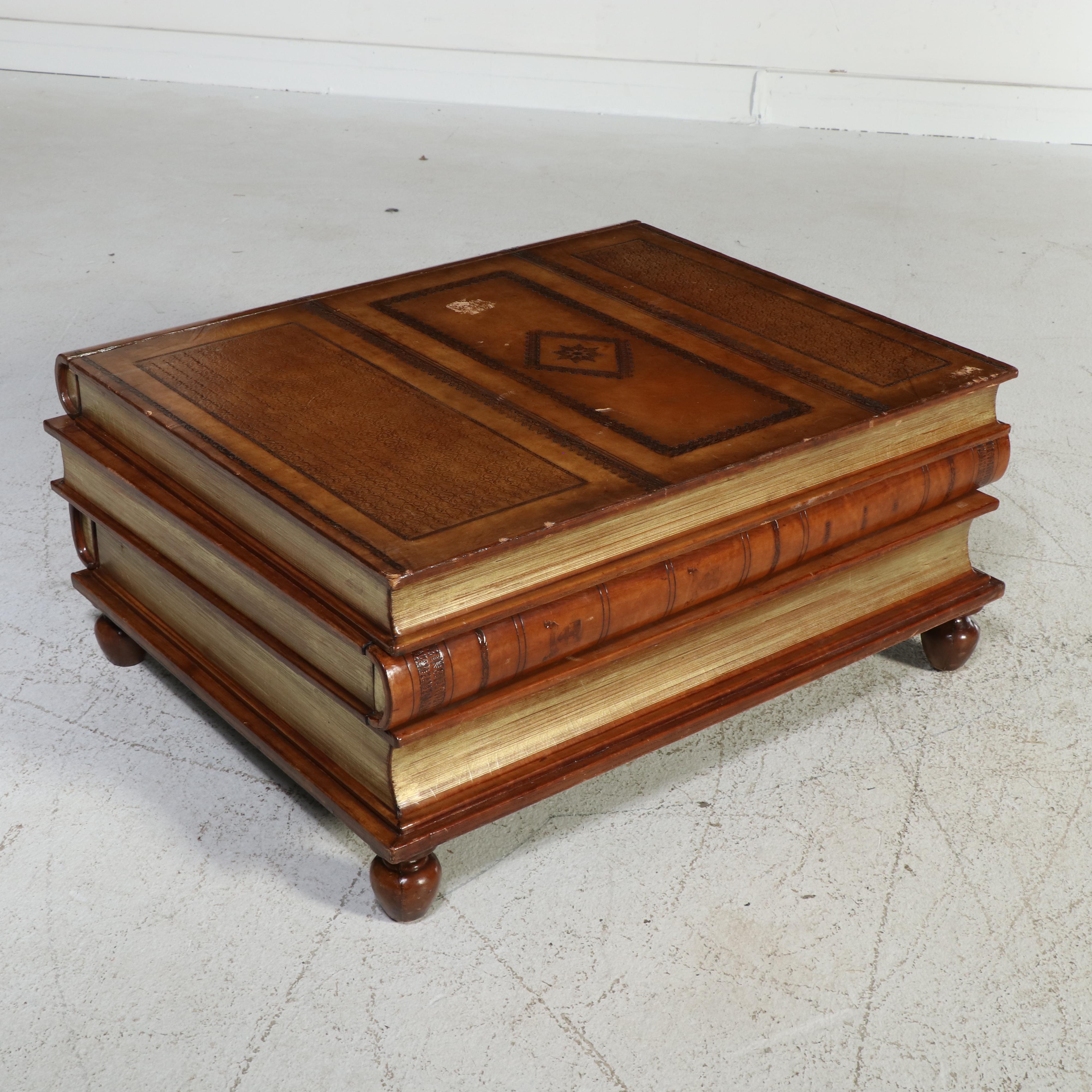 Maitland-Smith Wooden Faux Book Shaped Coffee Table